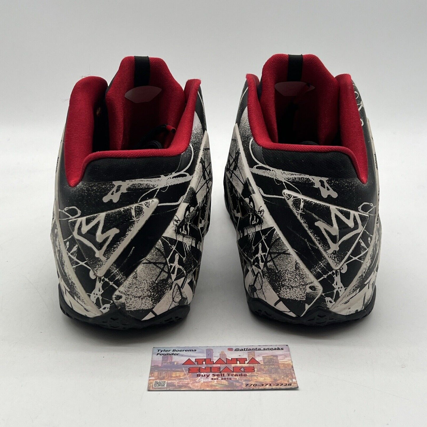 Size 14 - Nike LeBron 11 Graffiti White Black Red (616175-100)