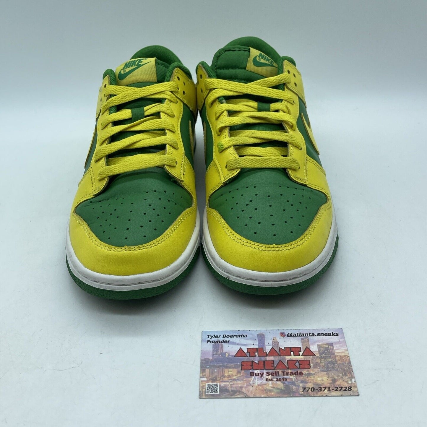 Size 8.5 - Nike Dunk Low Reverse Brazil Green Yellow White Leather (DV0833-300)