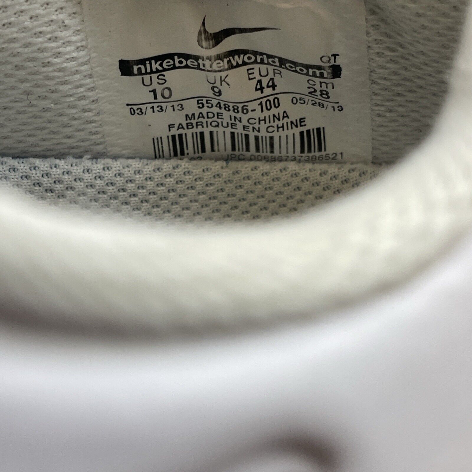 Size 10 - Nike Air Max+ 2013 White Suede Leather Black Grey (554886-100)