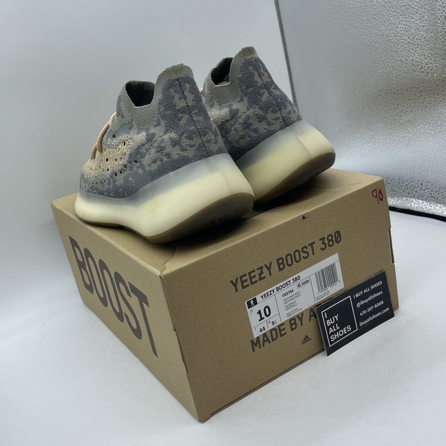 Size 10 - adidas Yeezy Boost 380 Mist Non-Reflective Brown Suede (FX9764)