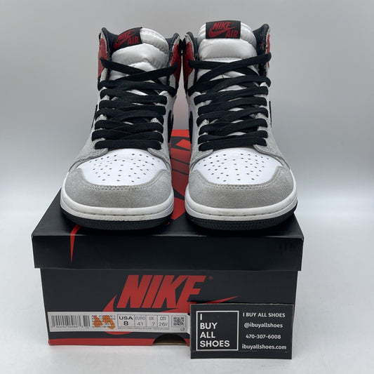 Size 8 - Jordan 1 Retro High OG Smoke Gray Red White Suede Leather (555088-126)
