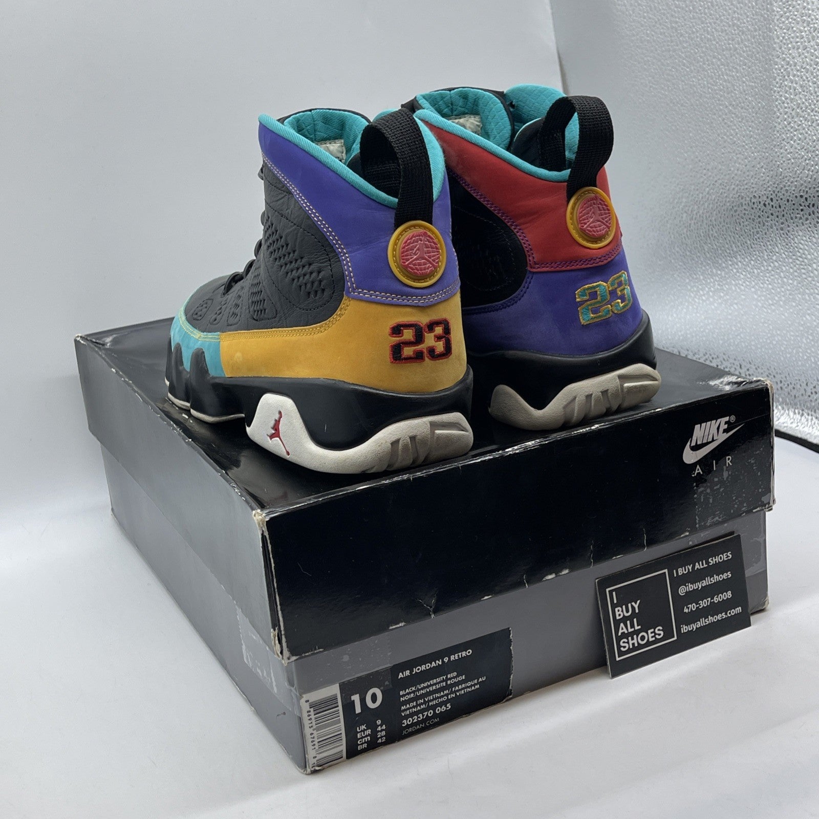 Size 10 - Air Jordan 9 Retro Dream It, Do It Black Suede Leather (302370-065)