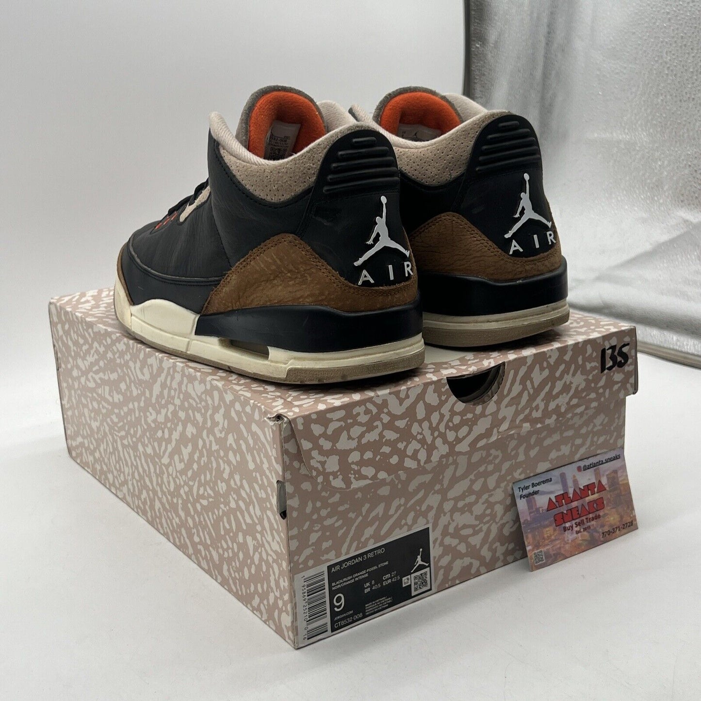 Size 9 - Jordan 3 Retro Mid Desert Elephant Black Brown Leather (CT8532-008)