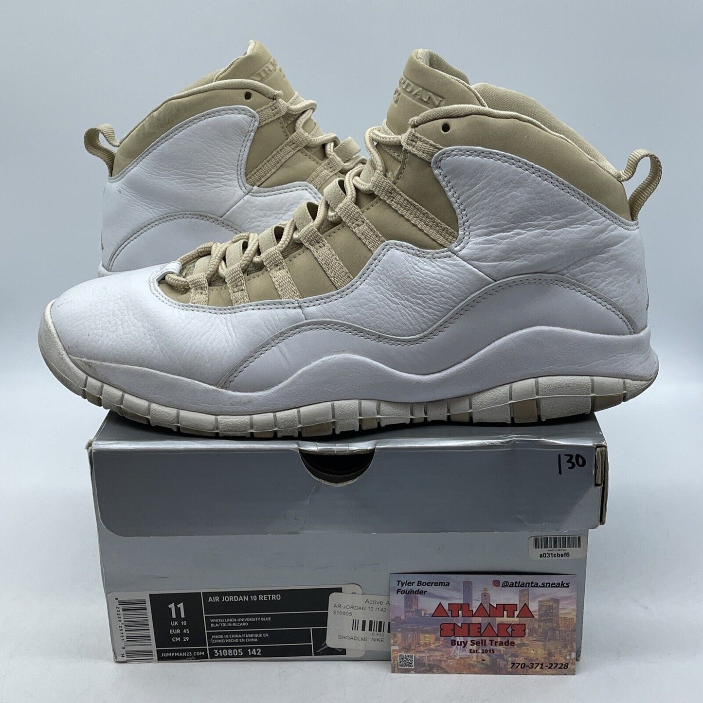 Size 11 - Air Jordan 10 Retro 2005 Linen Brown Suede White Leather (310805-142)