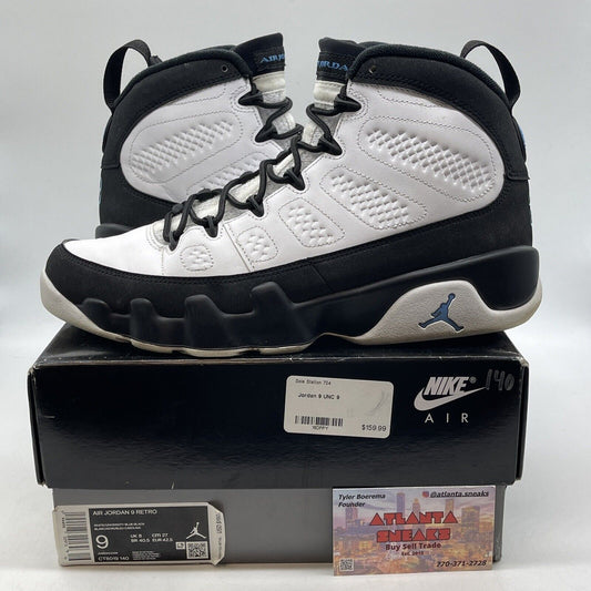 Size 9 - Jordan 9 Retro University Blue 2020 White Black (CT8019-140)