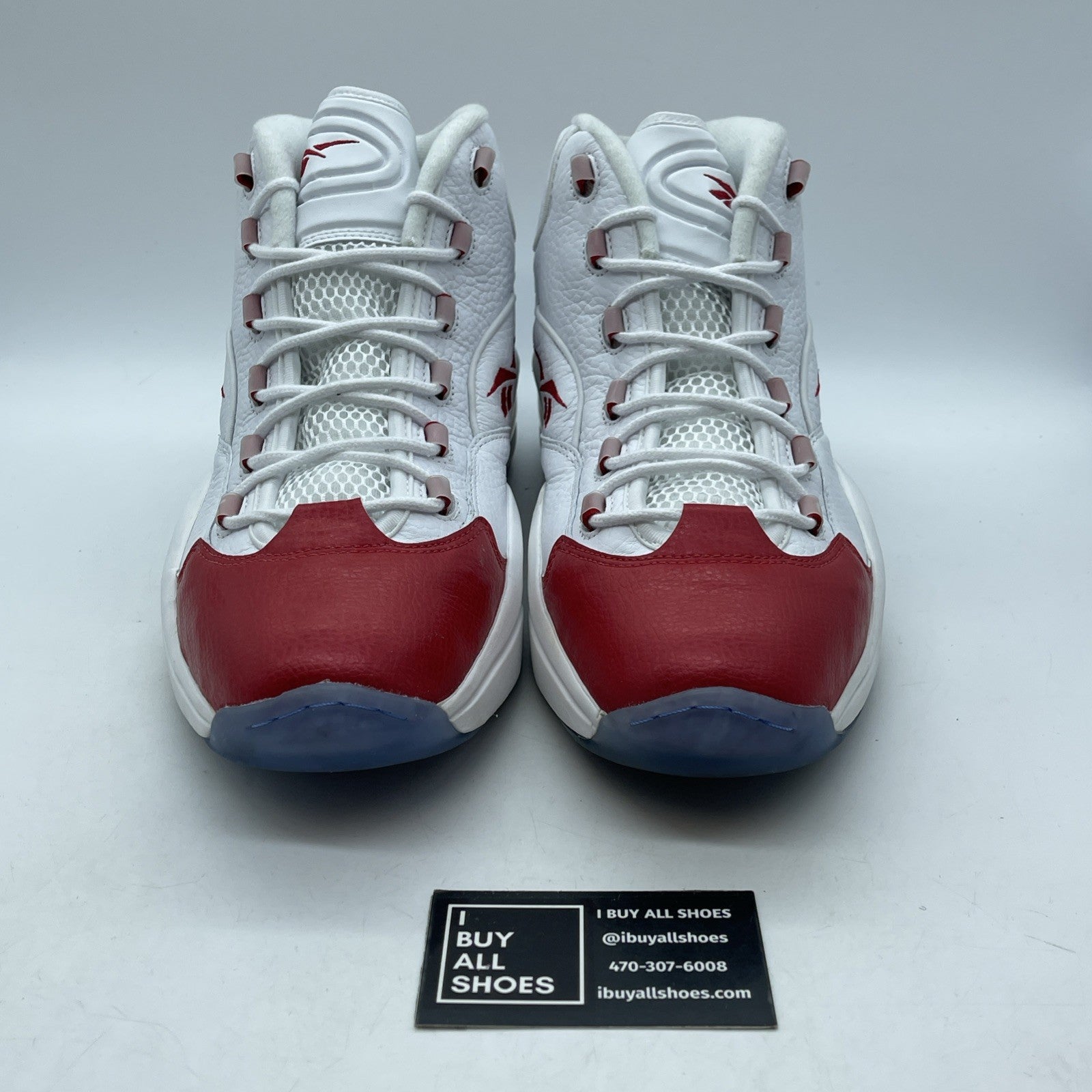 Size 13 - Reebok Question Mid White Pearlized Red White Leather (023501-312)