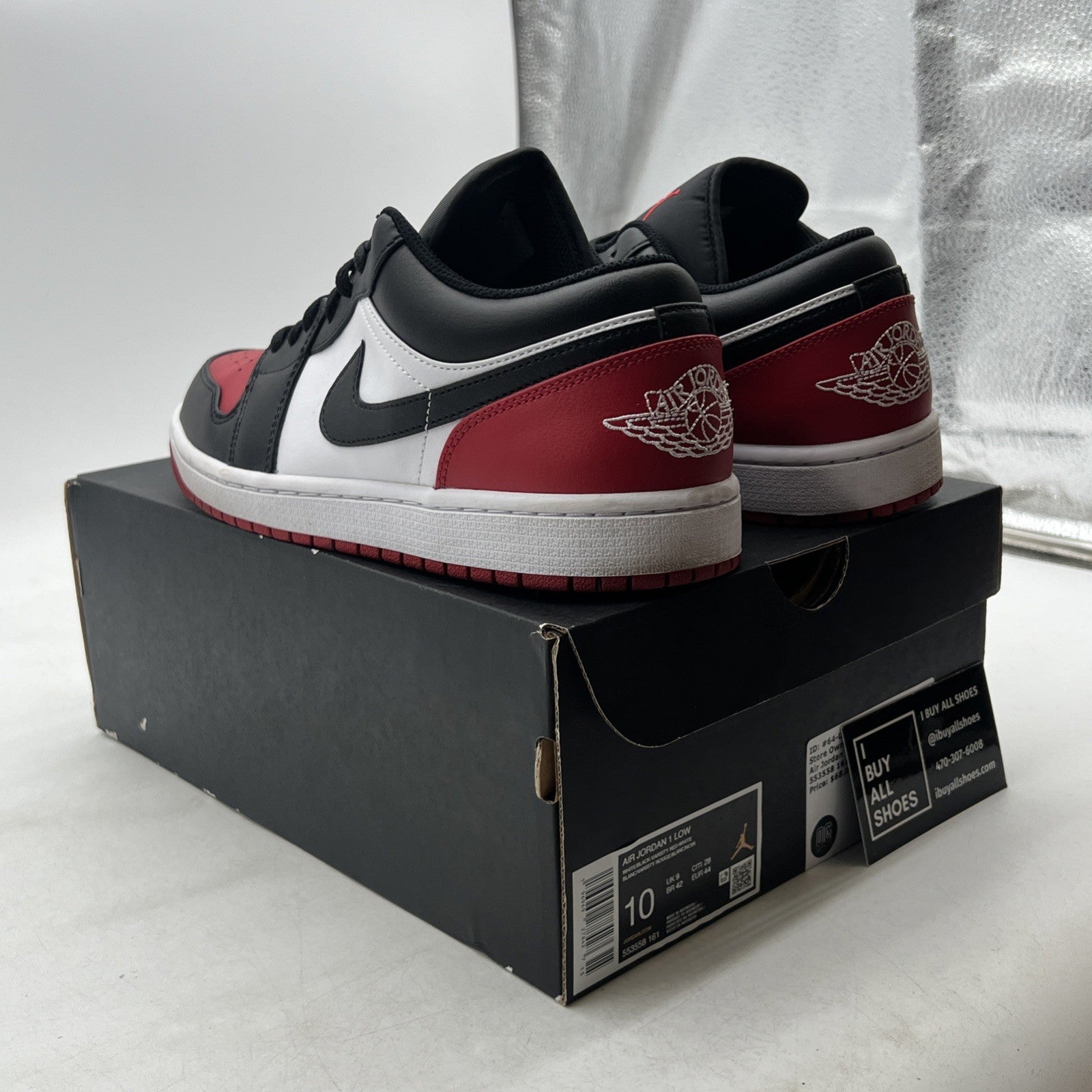 Size 10 - Air Jordan 1 Low Bred Toe 2.0 (553558-161)