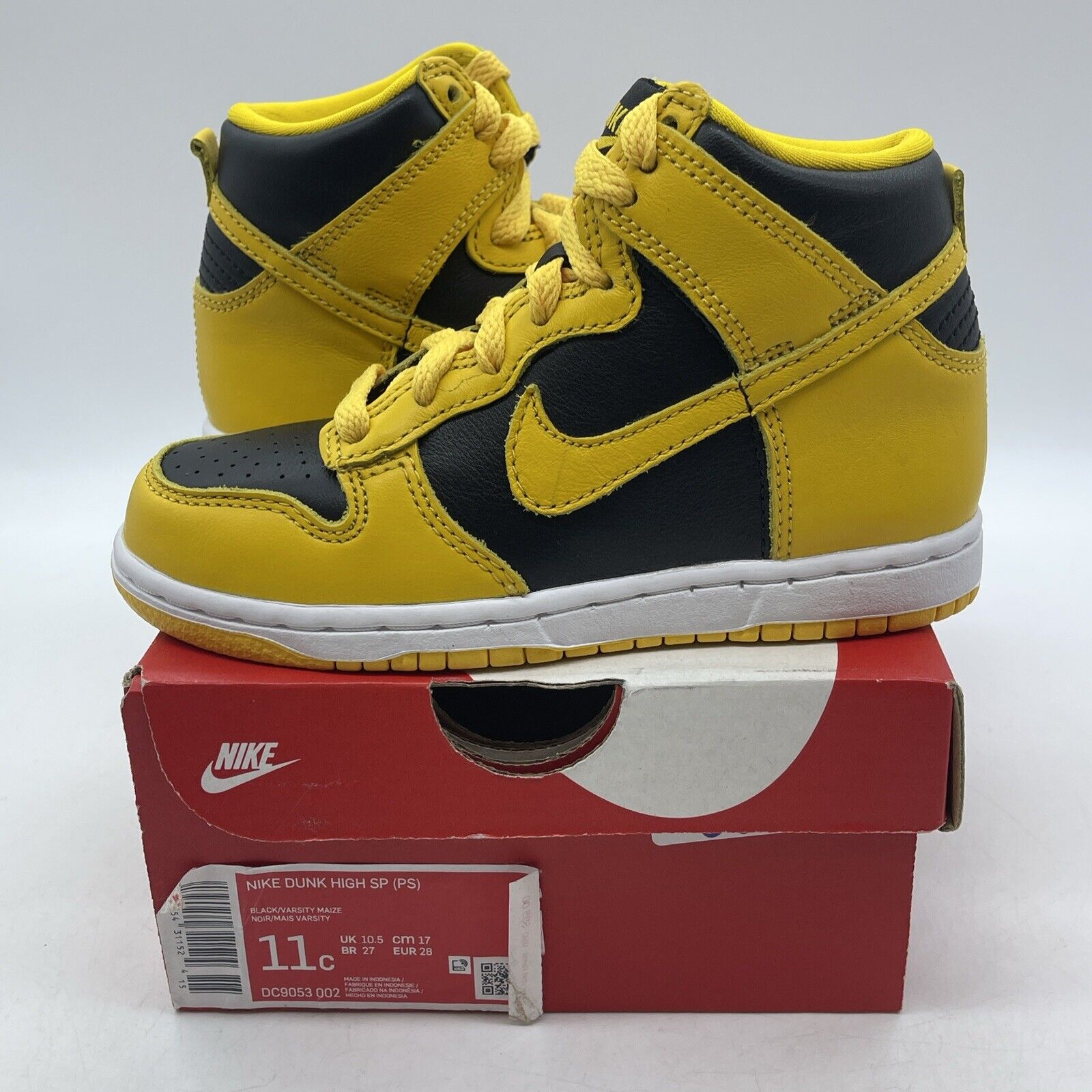 Size 11C - Nike Dunk Lowa Yellow White Black Leather (DC9053-002)