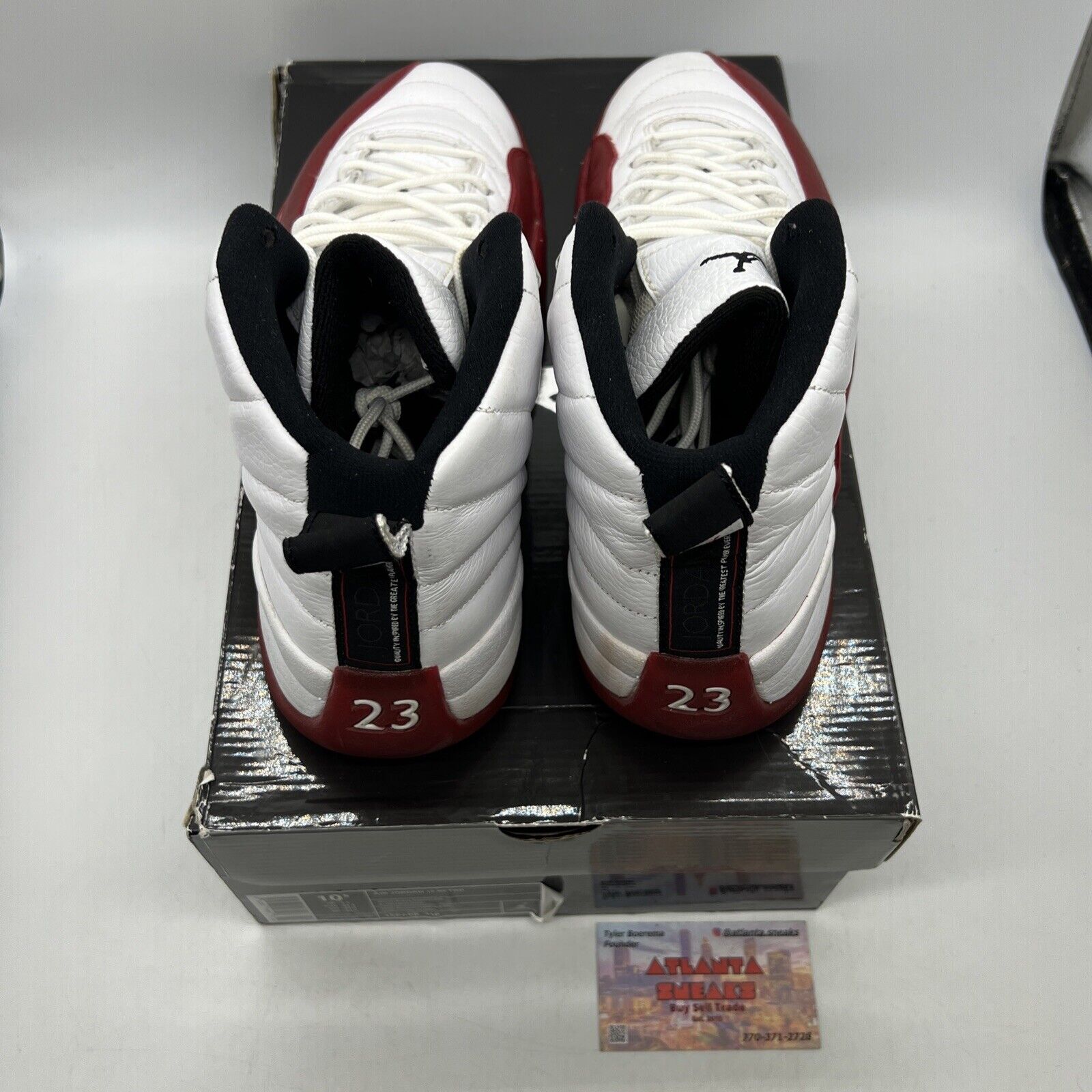 Size 10.5 - Air Jordan 12 Retro 2009 Cherry White Leather (130690-110)