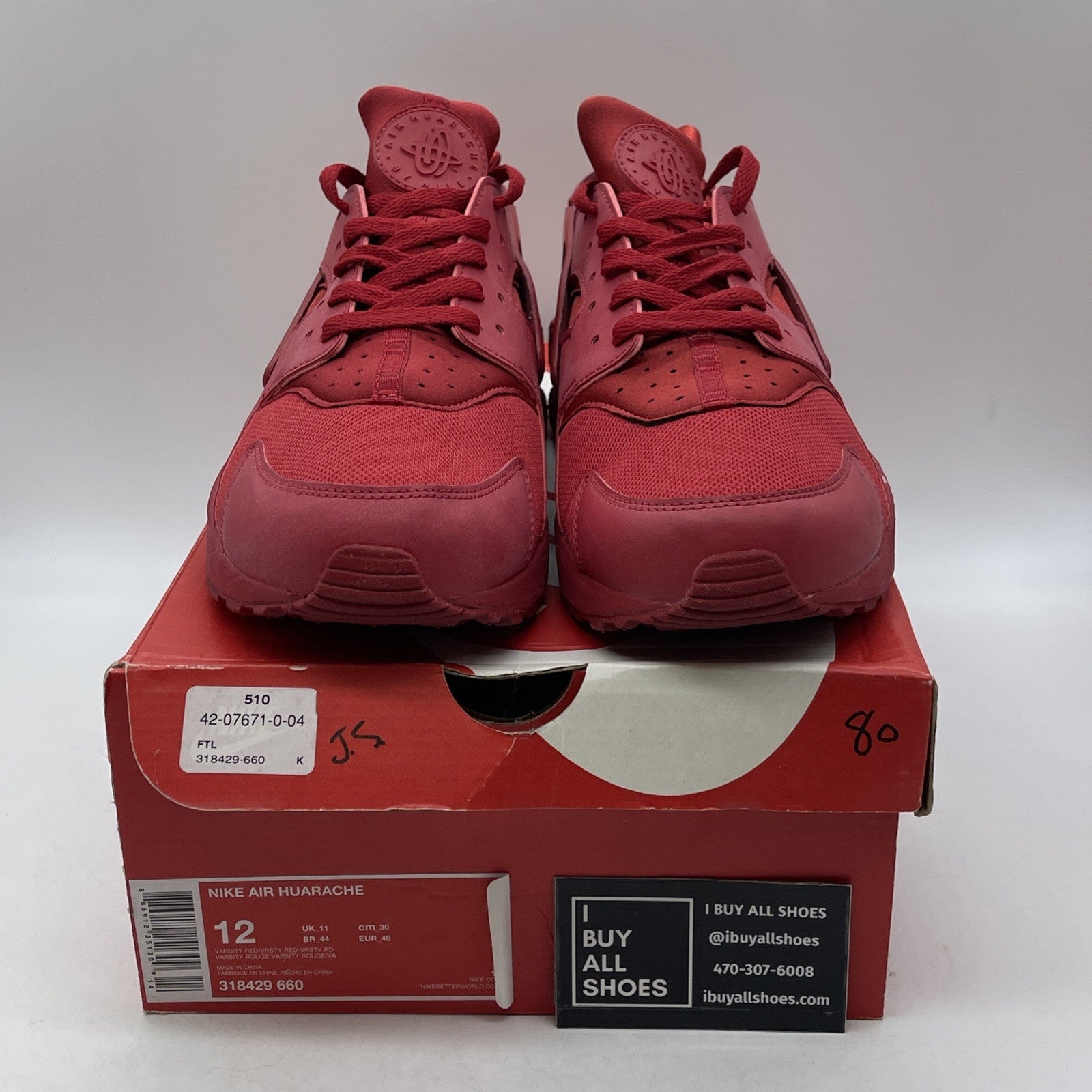 Size 12 - Nike Air Huarache Triple Red (318429-660)