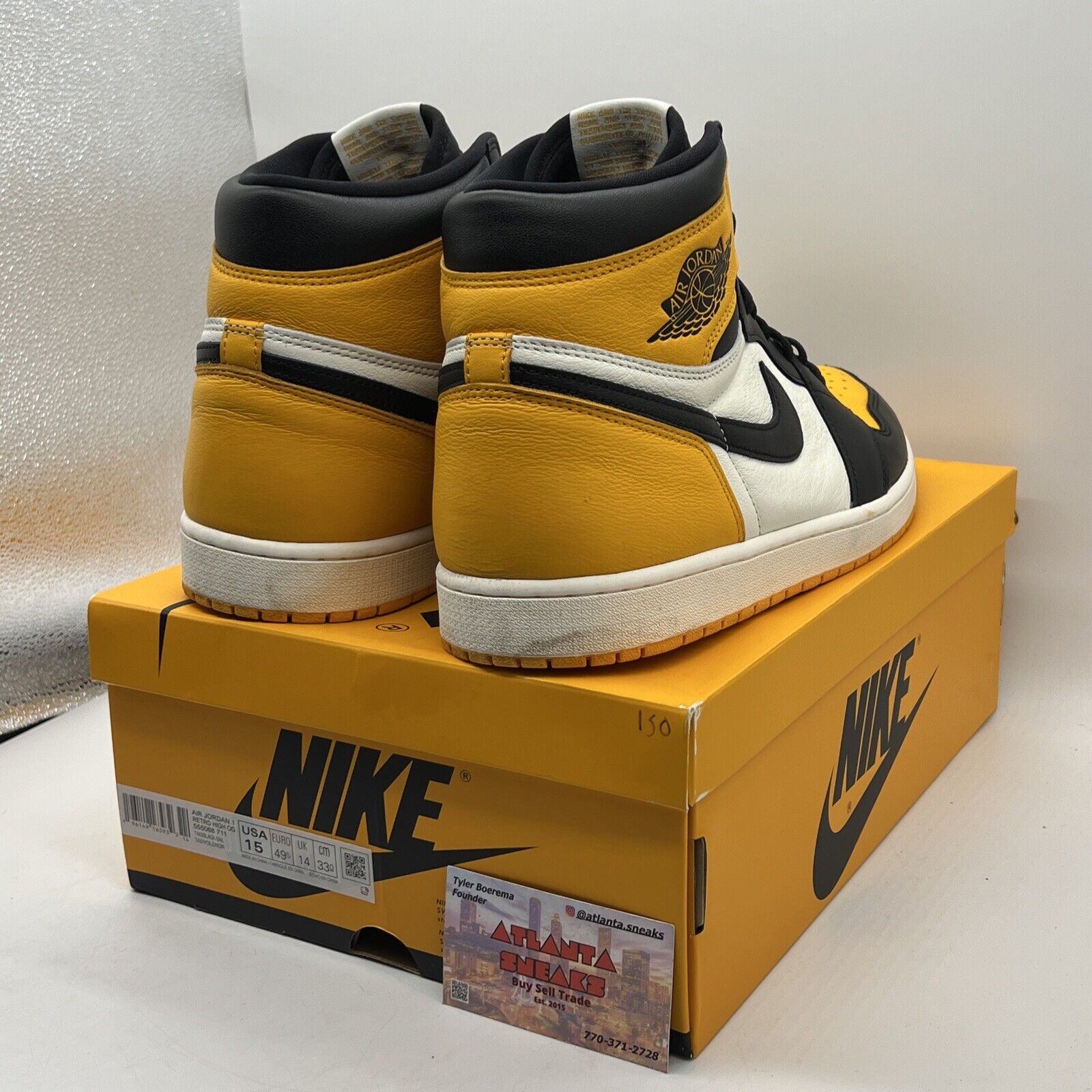 Size 15 - Jordan 1 Retro OG High Yellow Toe Black White Leather (555088-711)