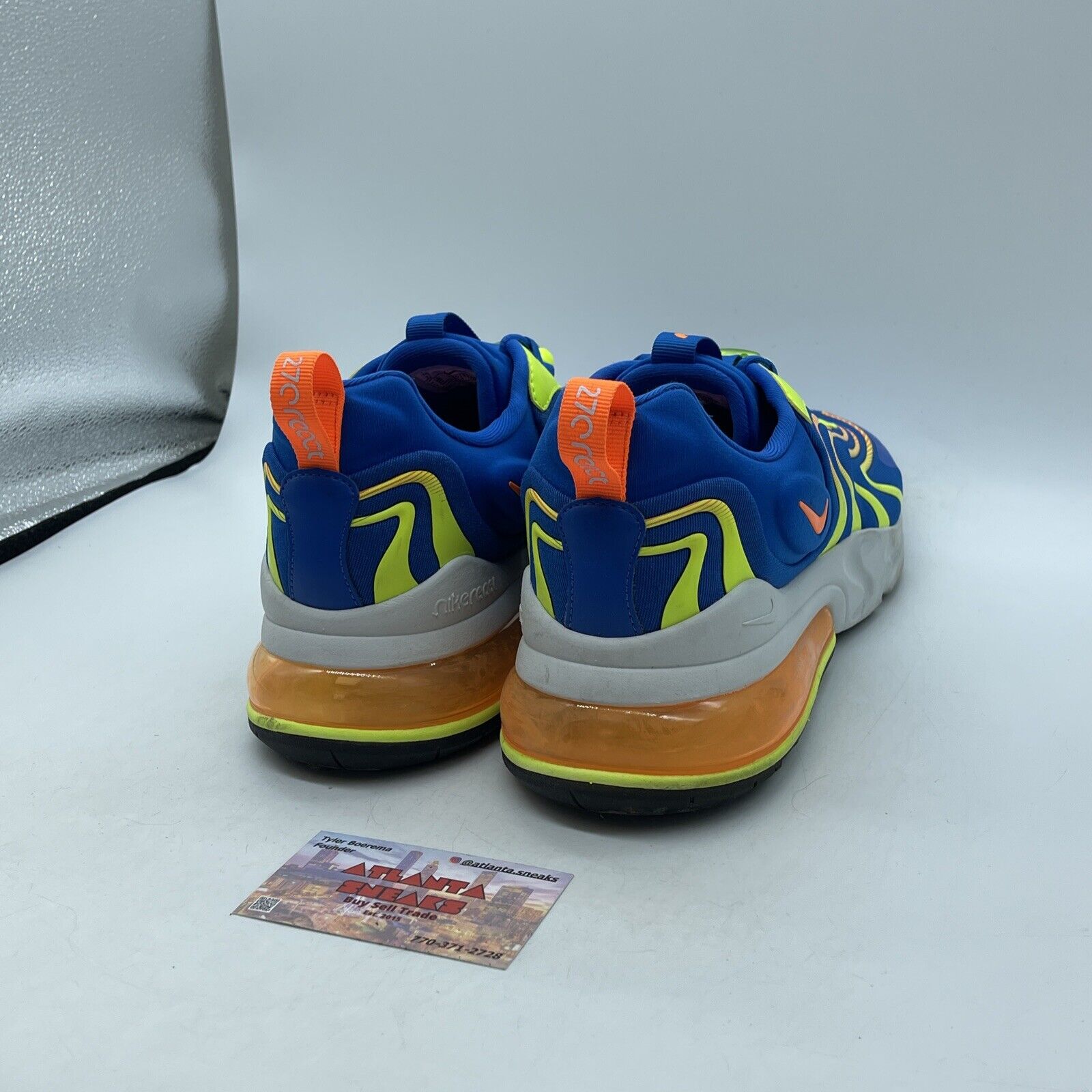Size 12 - Nike Air Max 270 React ENG Blue White Orange Leather Suede CD0113-401