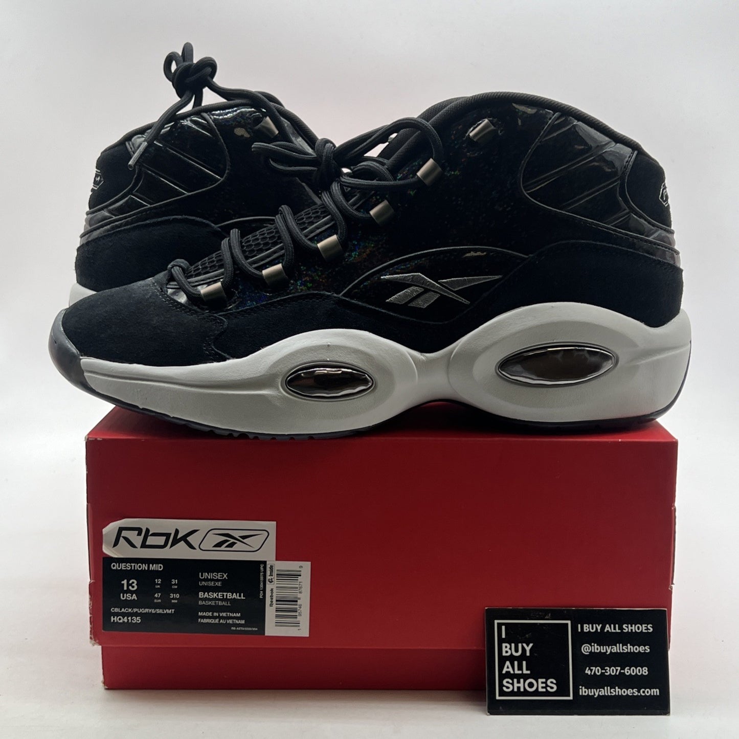 Size 13 - Reebok Panini x Question Mid Black Pulsar Prizm (HQ4135)
