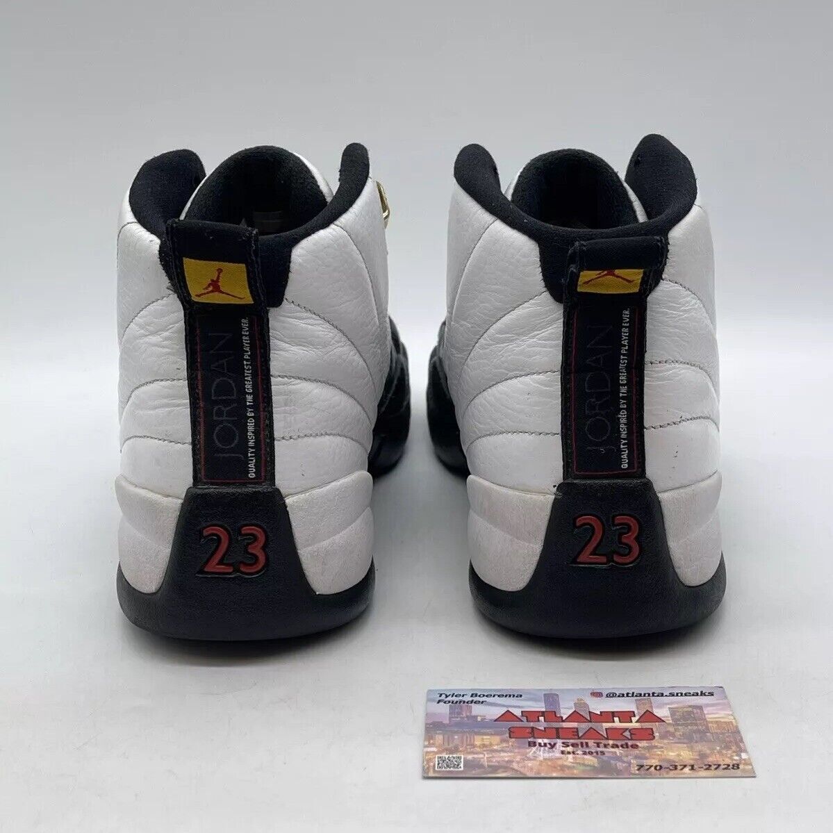 Size 9 - Jordan 12 Retro taxi release 2013 Black White Red Gold (130690-125)