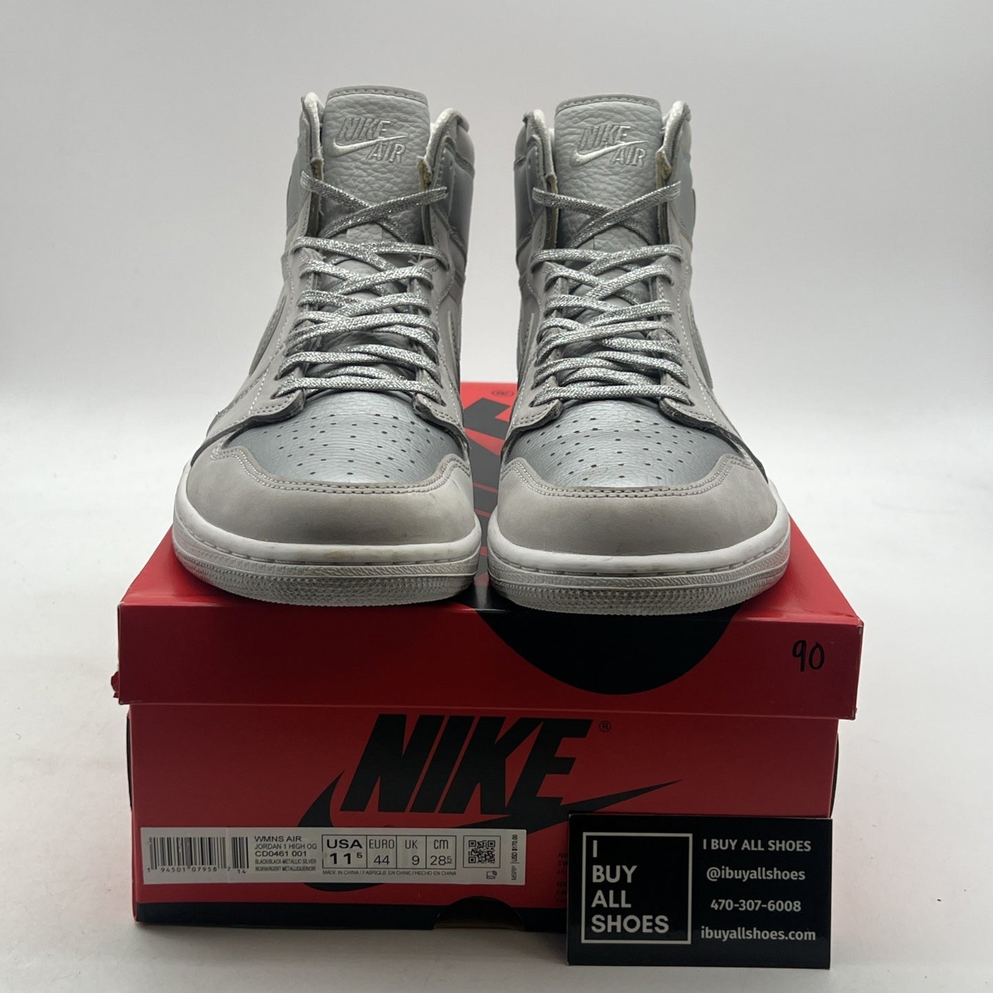 Size 11.5W - Air Jordan 1 High OG Metallic Silver (CD0461-001)