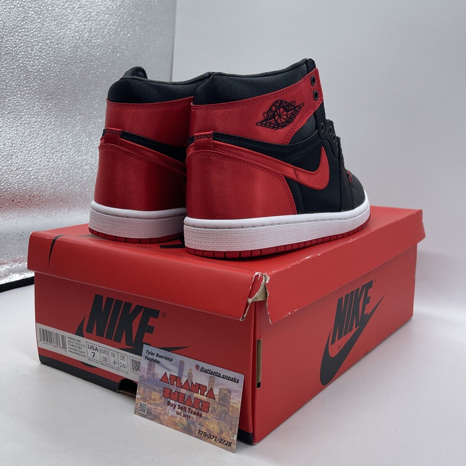 Size 7W - Air Jordan 1 Retro OG 2023 High Satin Bred Black White (FD4810-061)