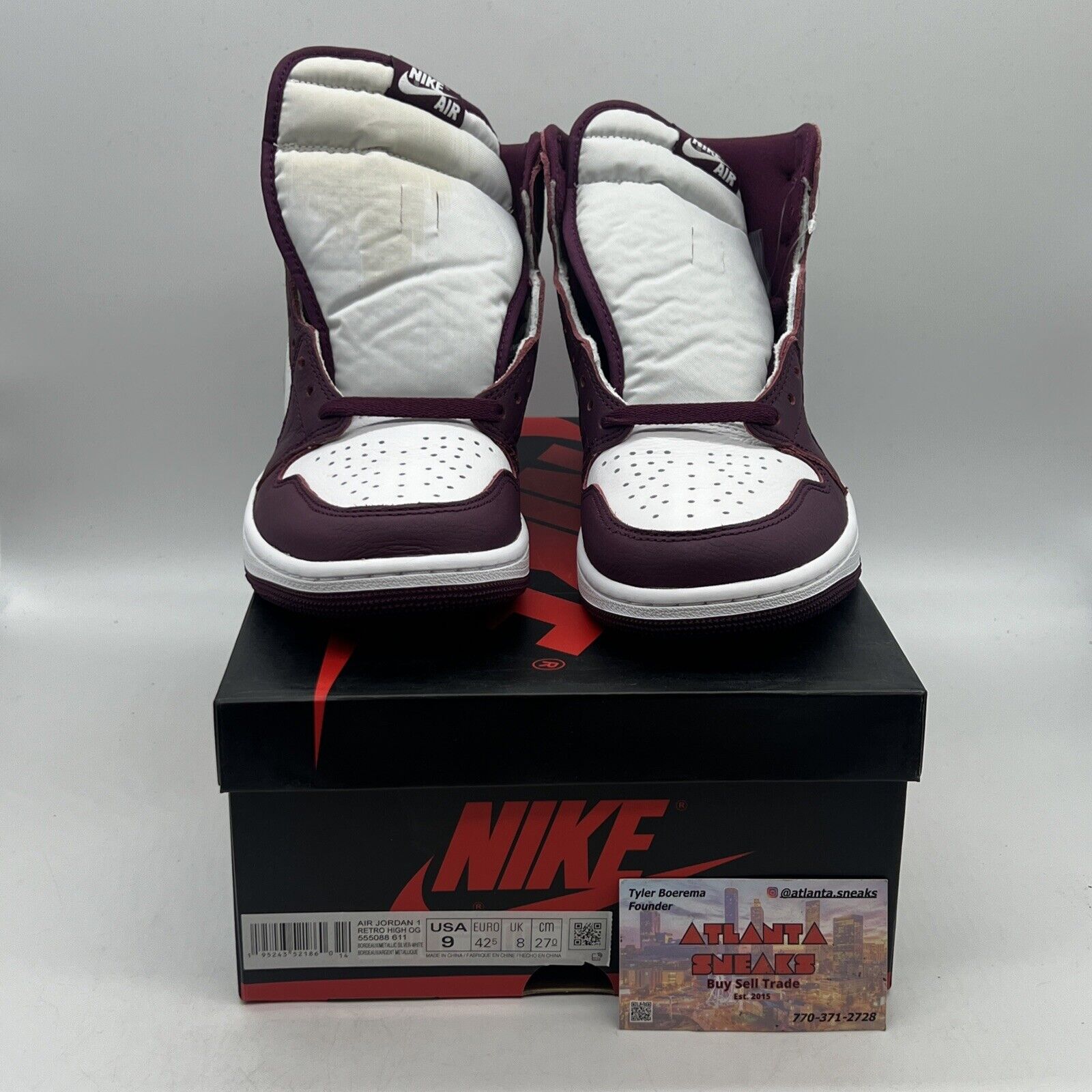 Size 9 - Jordan 1 Retro High OG Bordeaux Brand New Og All