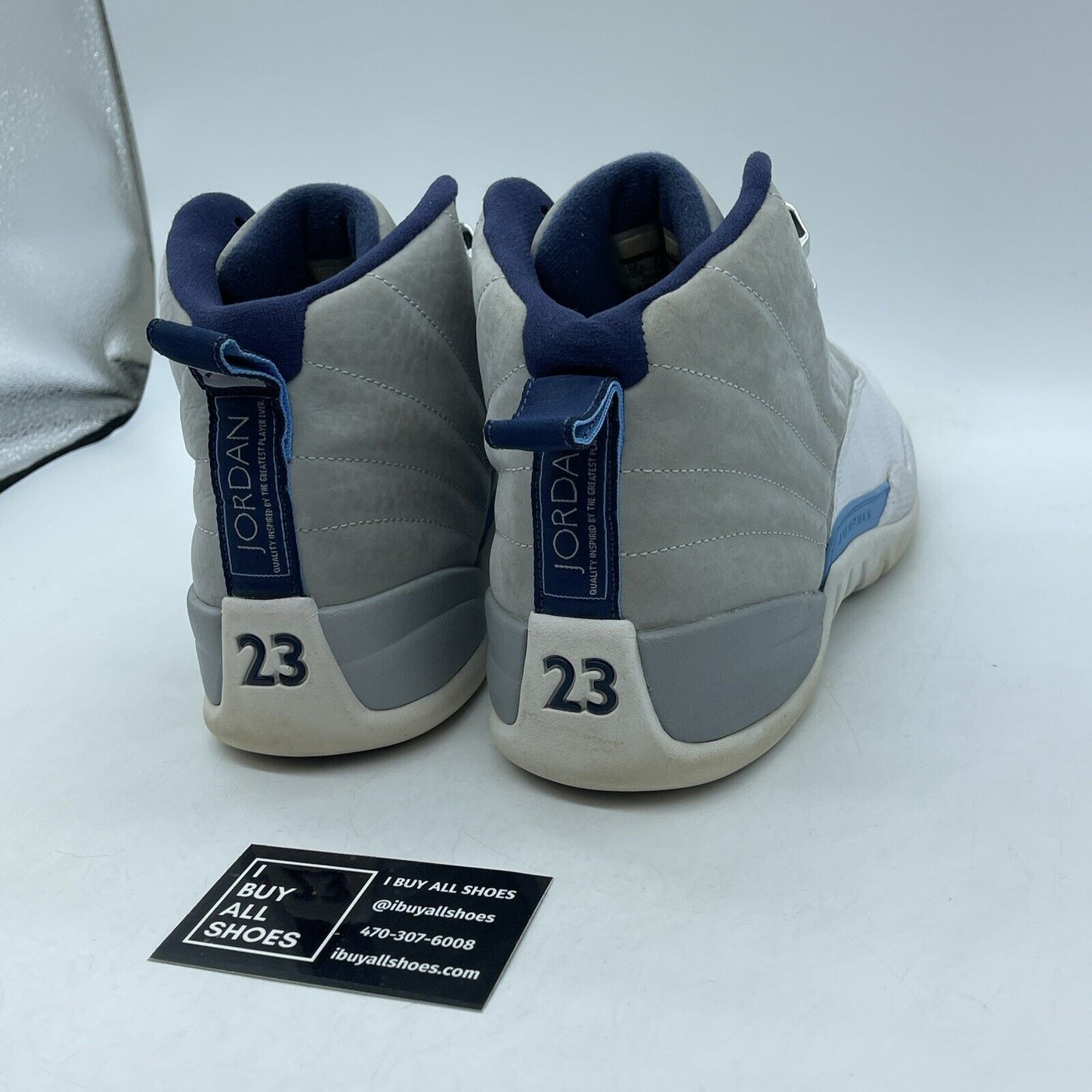 Size 10.5 - Air Jordan 12 Retro Grey University Blue Suede Leather (130690-007)