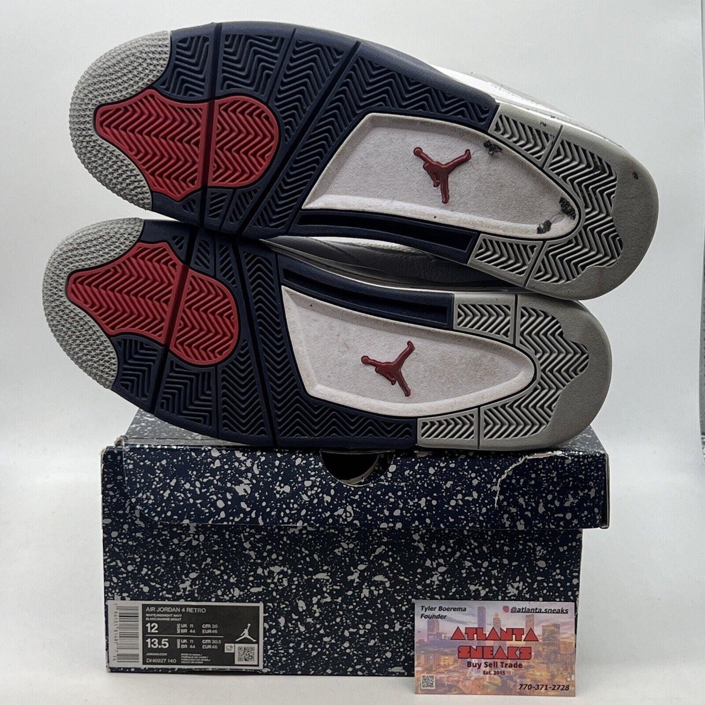 Size 12 - Jordan 4 Retro Mid Midnight Navy White Leather (DH6927-140)