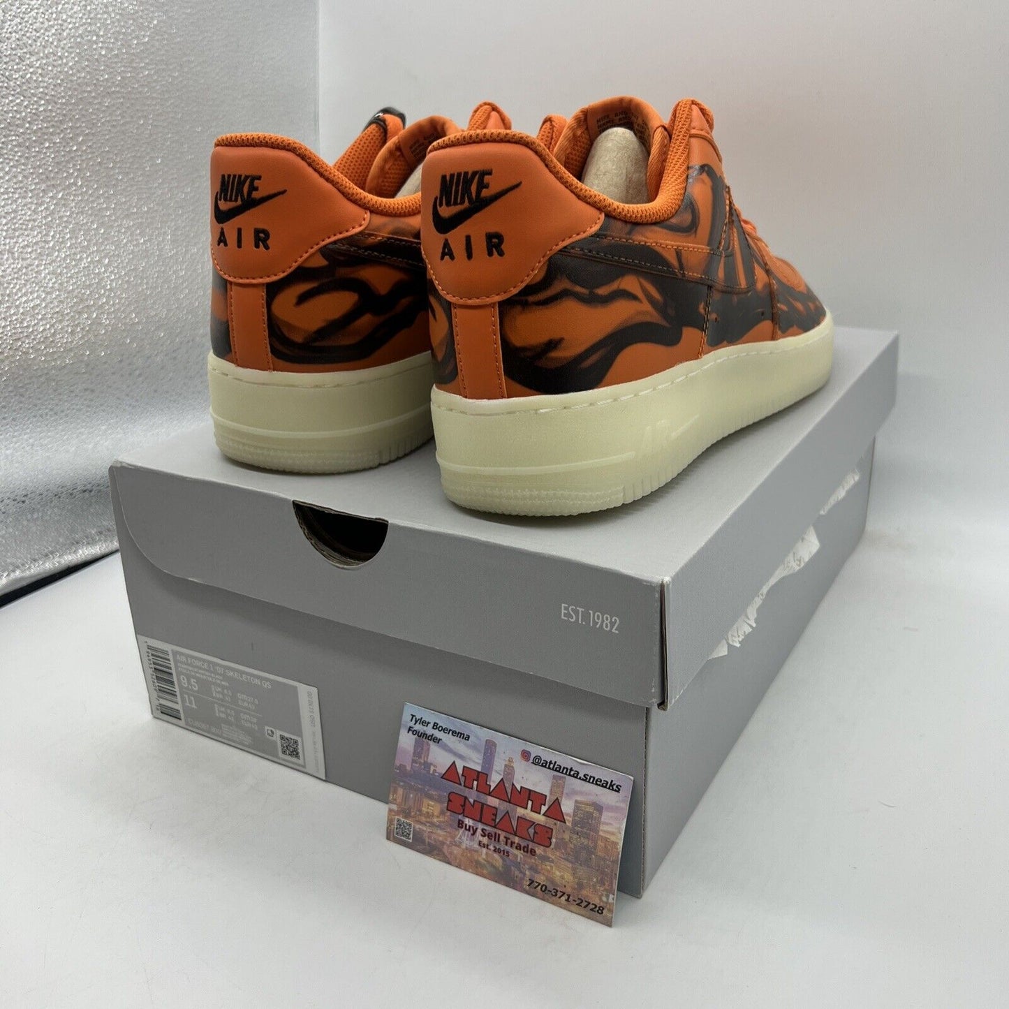 Size 9.5 - Nike Air Force 1 Low Orange Skeleton Brand New Og All DS Orange Black