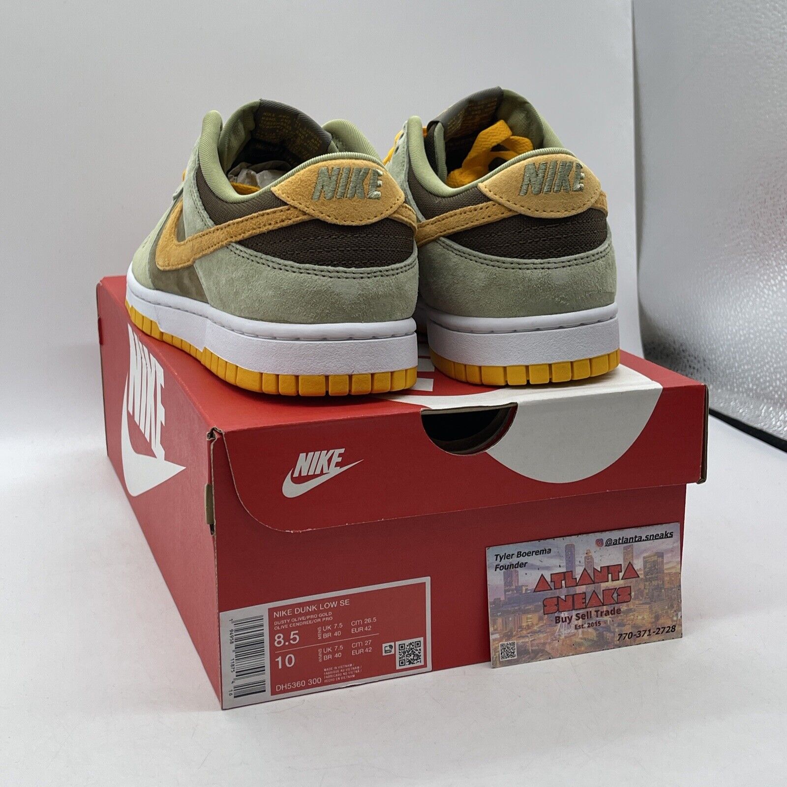 Size 8.5 - Nike Dunk Low Dusty Olive Brown Yellow Suede (DH5360-300)