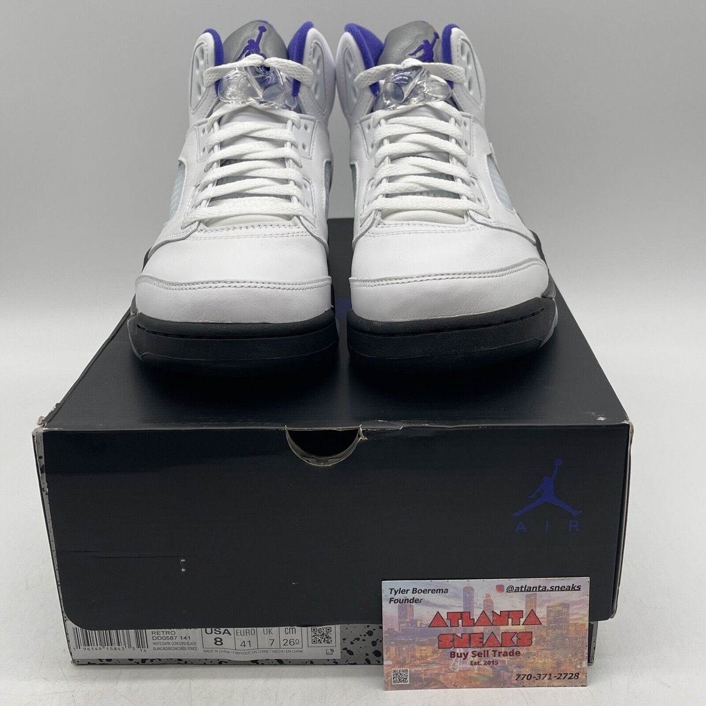 Size 8 - Jordan 5 Concord 2022 White Purple Black silver Leather (DD0587-141)