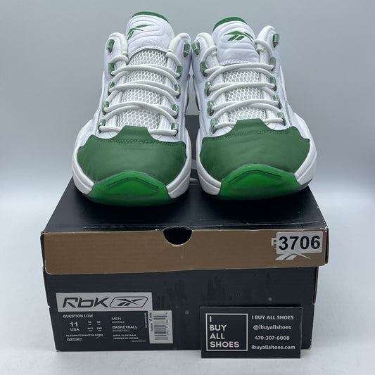 Size 11 - Reebok Question Low Green Toe White Leather Suede (GZ0367)