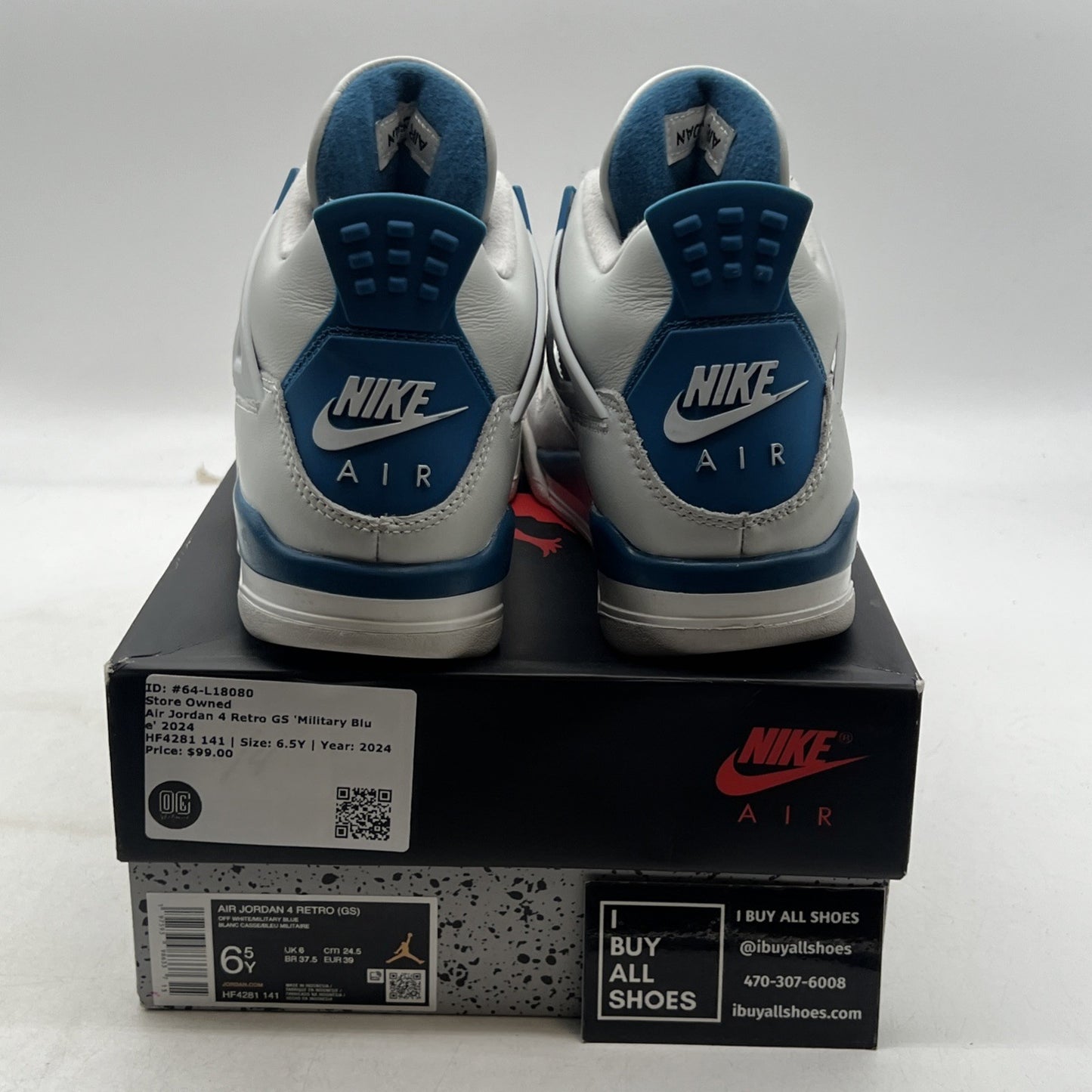 Size 6.5Y - Air Jordan 4 Retro 2024 Military Blue (HF4281-141)