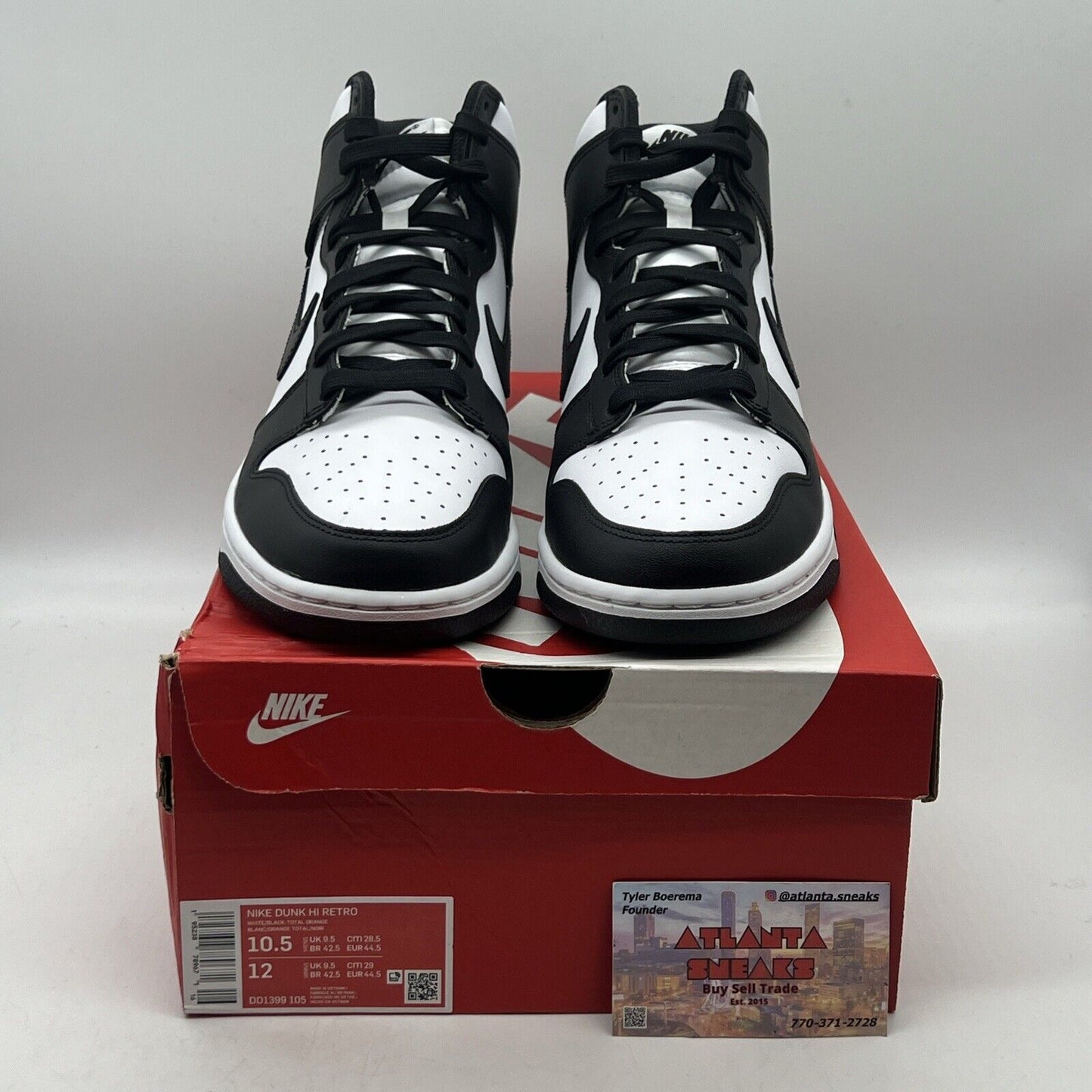 Size 10.5 - Nike Dunk High Black White Brand New Og All