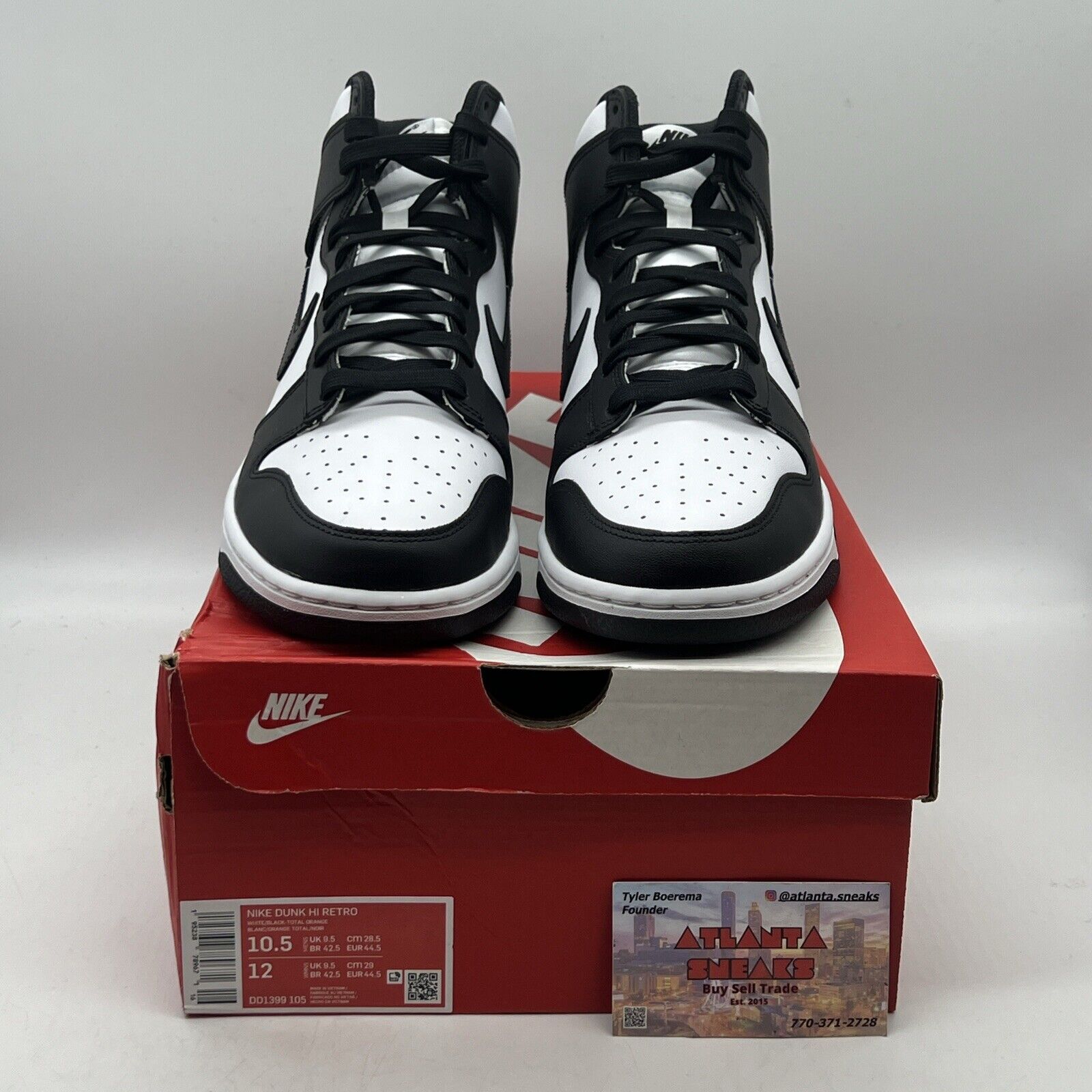 Size 10.5 - Nike Dunk High Black White Brand New Og All