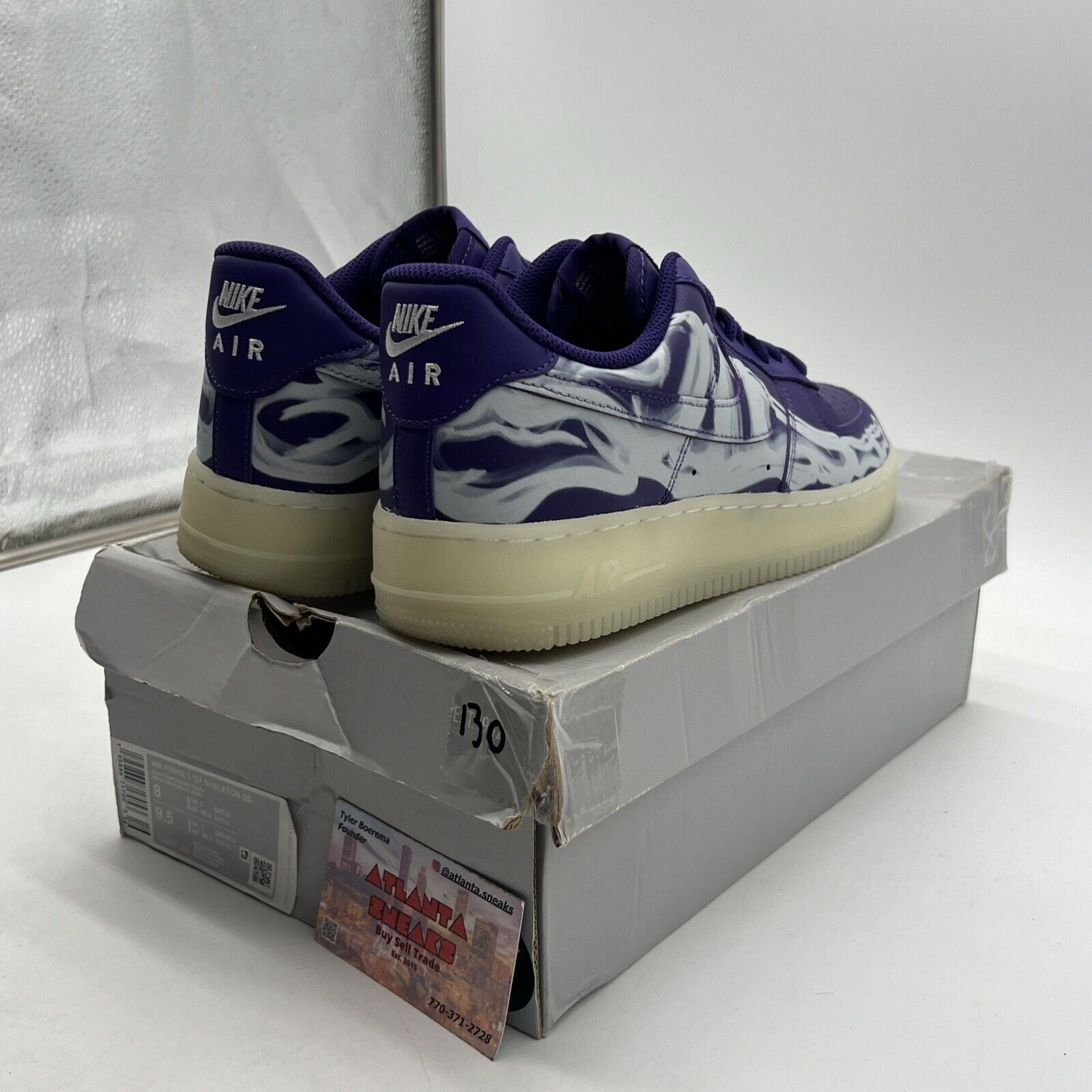 Size 8 - Nike Air Force 1 Low Purple Skeleton White Leather (CU8067-500)