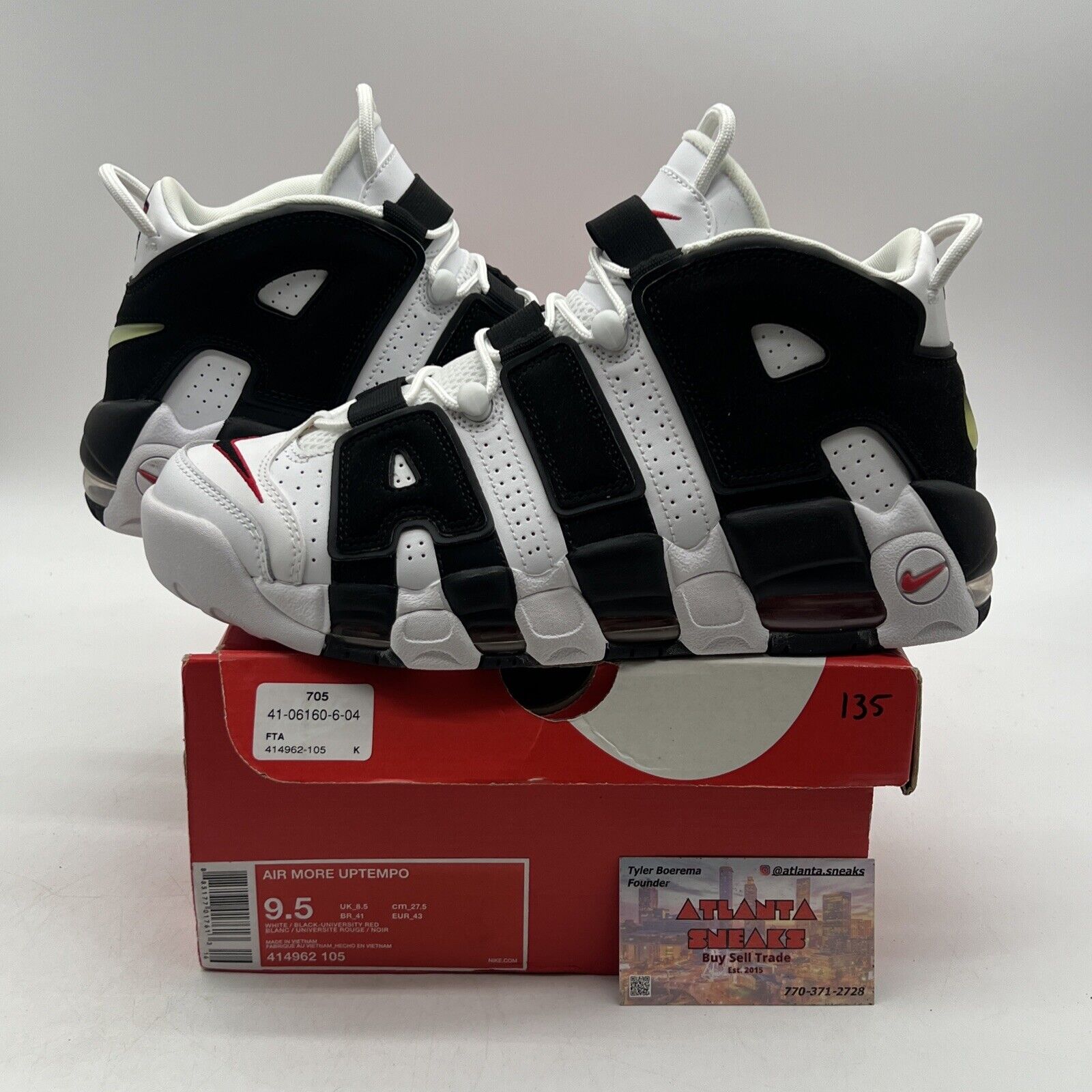 Size 9.5 - Nike Air More Uptempo Scottie Pippen Black White Leather (414062-105)