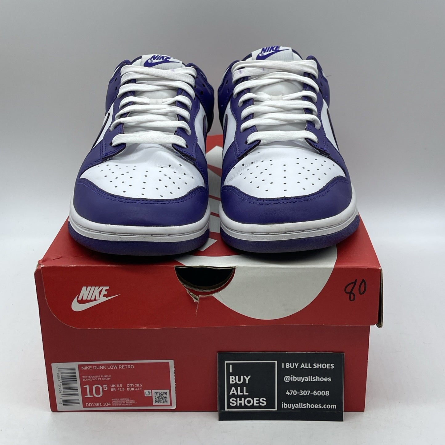 Size 10.5 - Nike Dunk Low Retro Court Purple 2022 White Leather (DD1391-104)