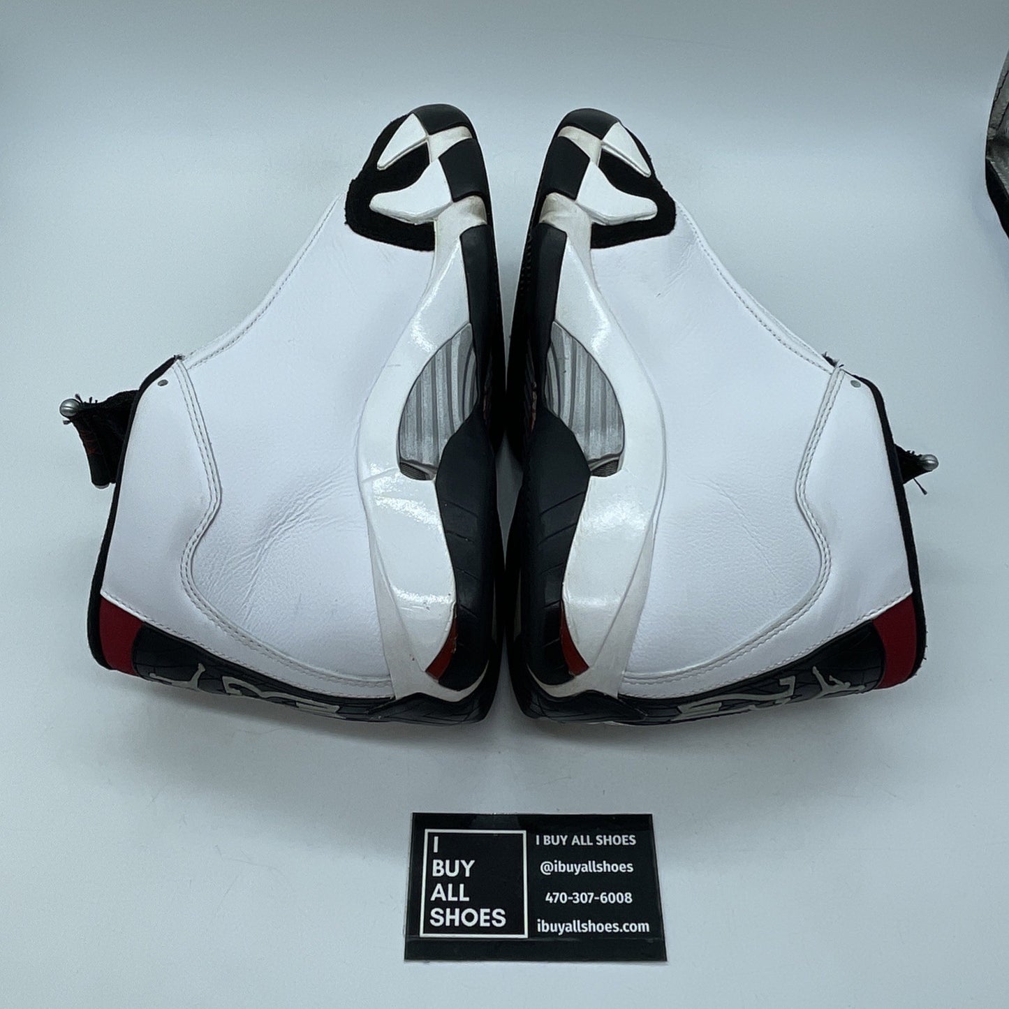 Size 9.5 - Air Jordan 14 Retro 2014 Black Toe White Red Leather (487471-102)