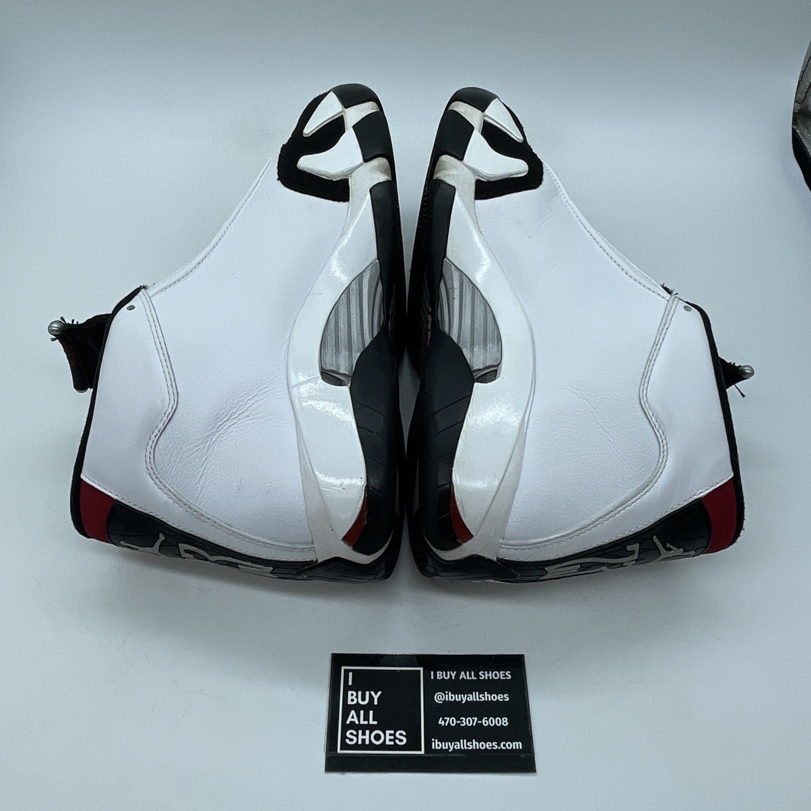Size 9.5 - Air Jordan 14 Retro 2014 Black Toe White Red Leather (487471-102)