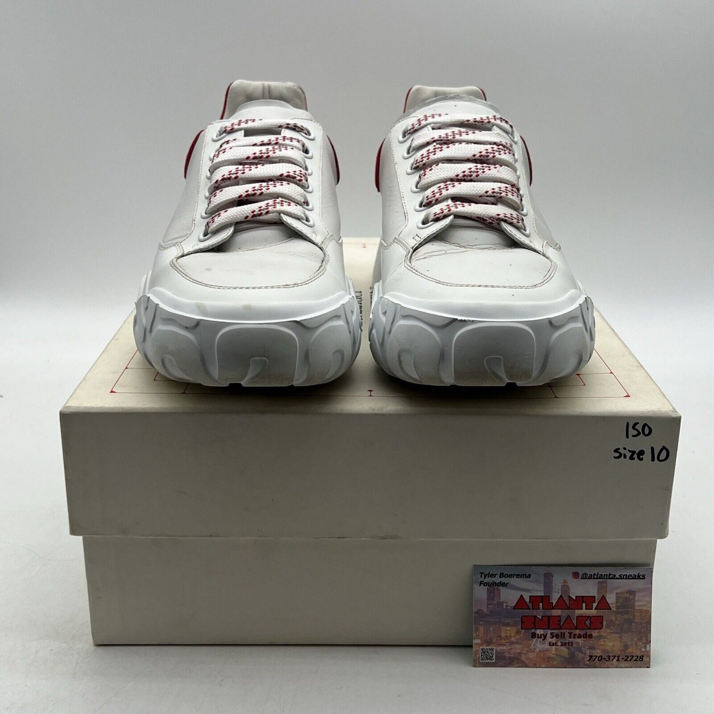 Size 10 - Alexander McQueen Oversized Court Trainer White Lust Red