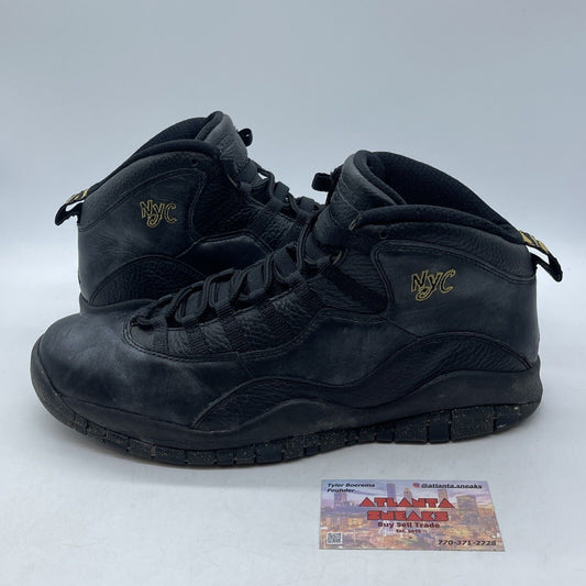 Size 11.5 - Air Jordan 10 Retro NYC Black Leather Hold Suede (310805-012)