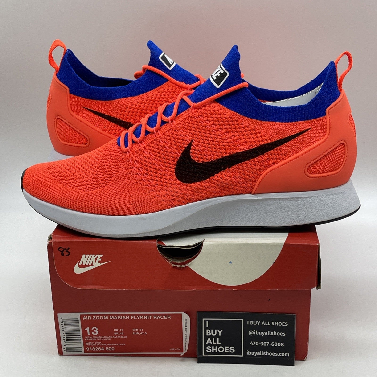 Size 13 - Nike Air Zoom Mariah Flyknit Racer Total Crimson Suede (918264-800)