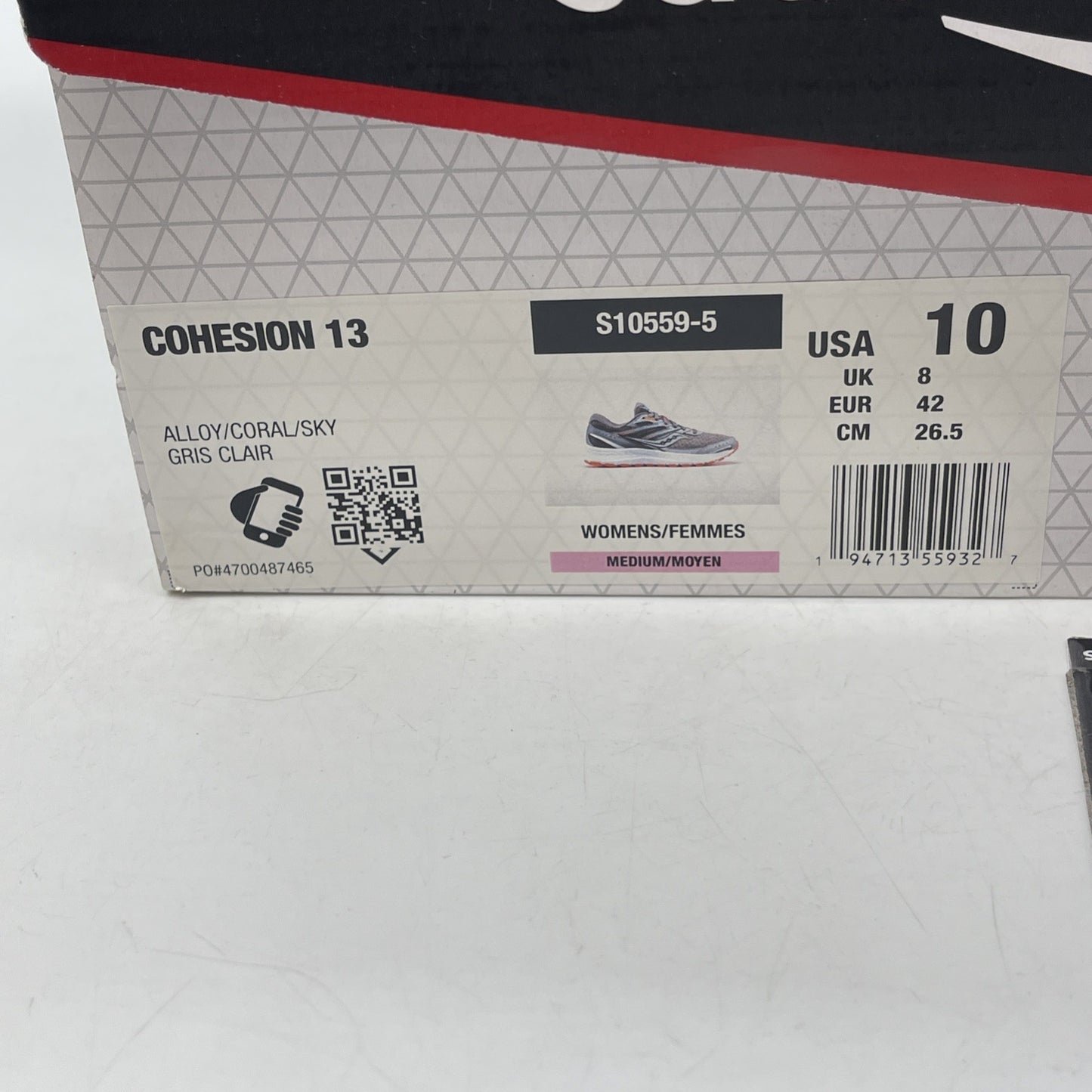 Size 10W - Saucony Cohesion 13 Coral Sky Grey Suede Leather (S10559-5)