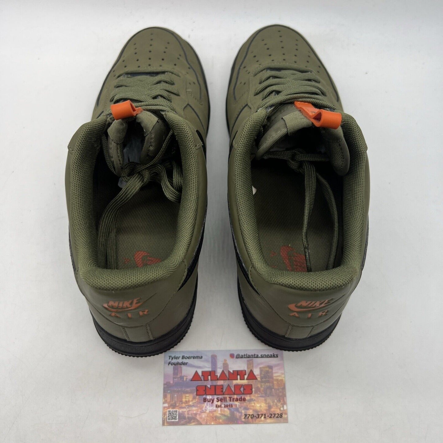 Size 10 - Nike Air Force 1 Low Medium Olive Orange Black Suede (BQ4326-200)