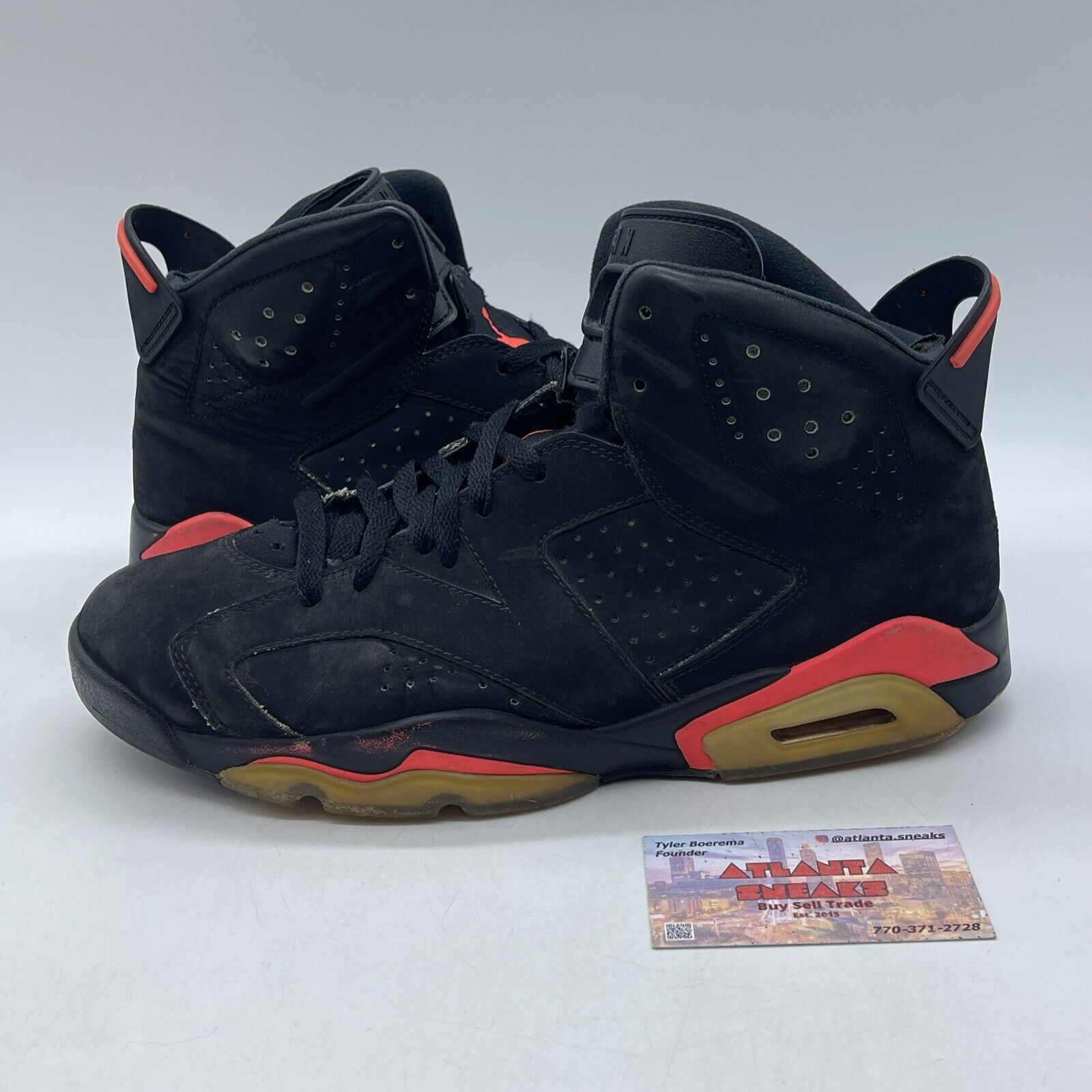 Size 10 - Jordan 6 Retro Infrared Black Suede Pink Leather (384664-023)