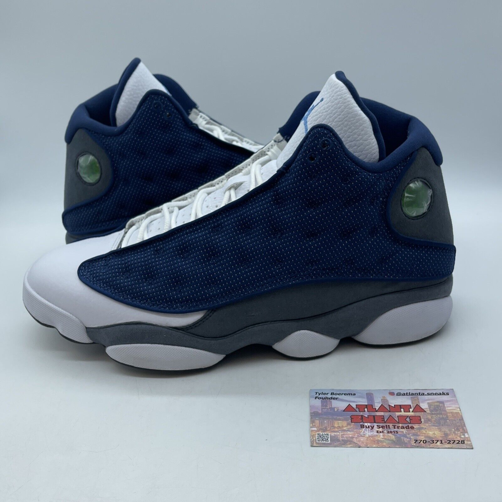 Size 12 - Jordan 13 Retro Mid Flint Blue White Grey Leather Suede (414571-404)