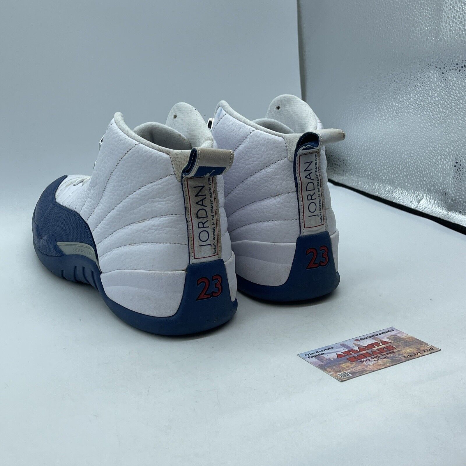 Size 12.5 - Jordan 12 Retro French Blue 2016 Silver White Leather (130690-113)