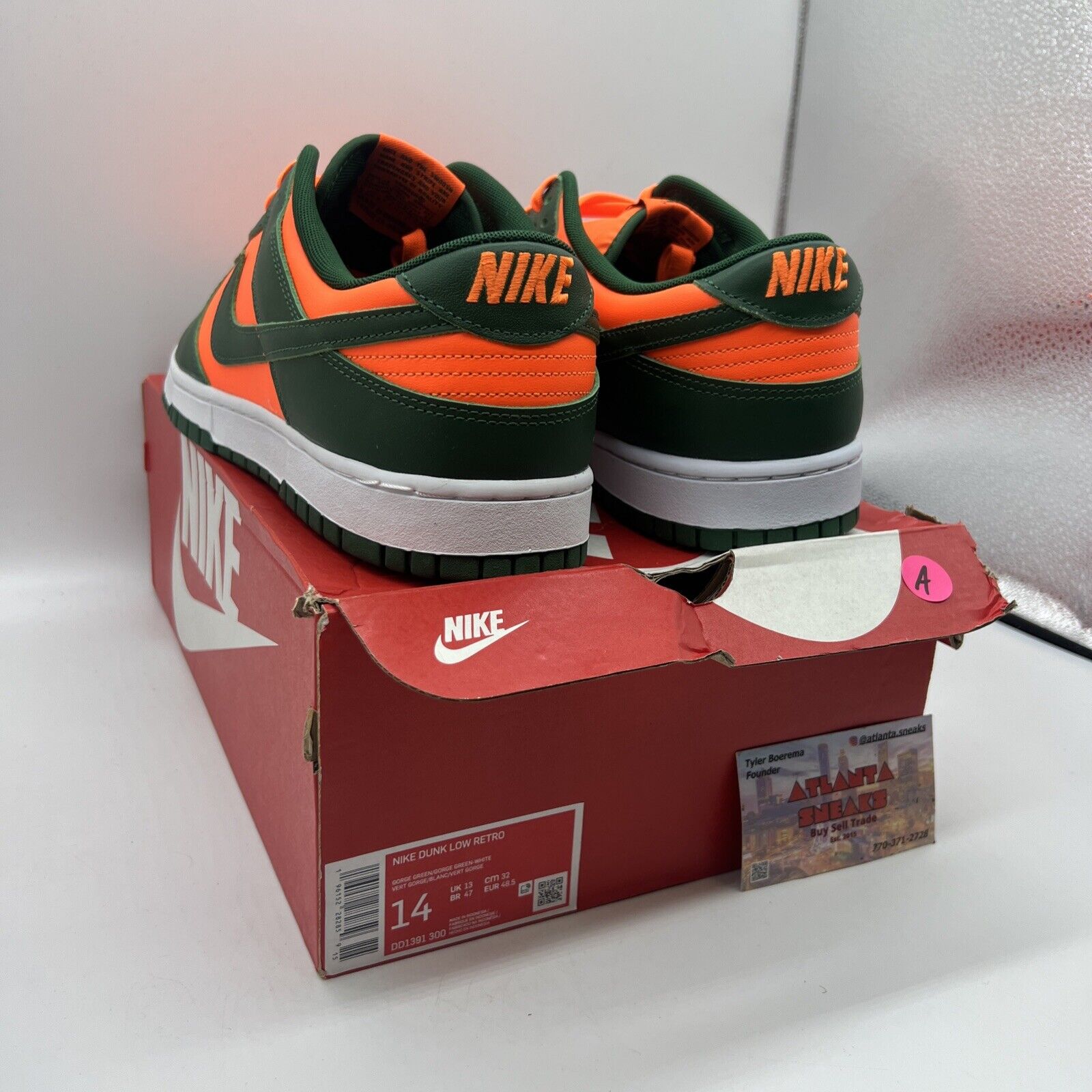 Size 14 - Nike Dunk Low Miami Hurricanes Brand  New Og All