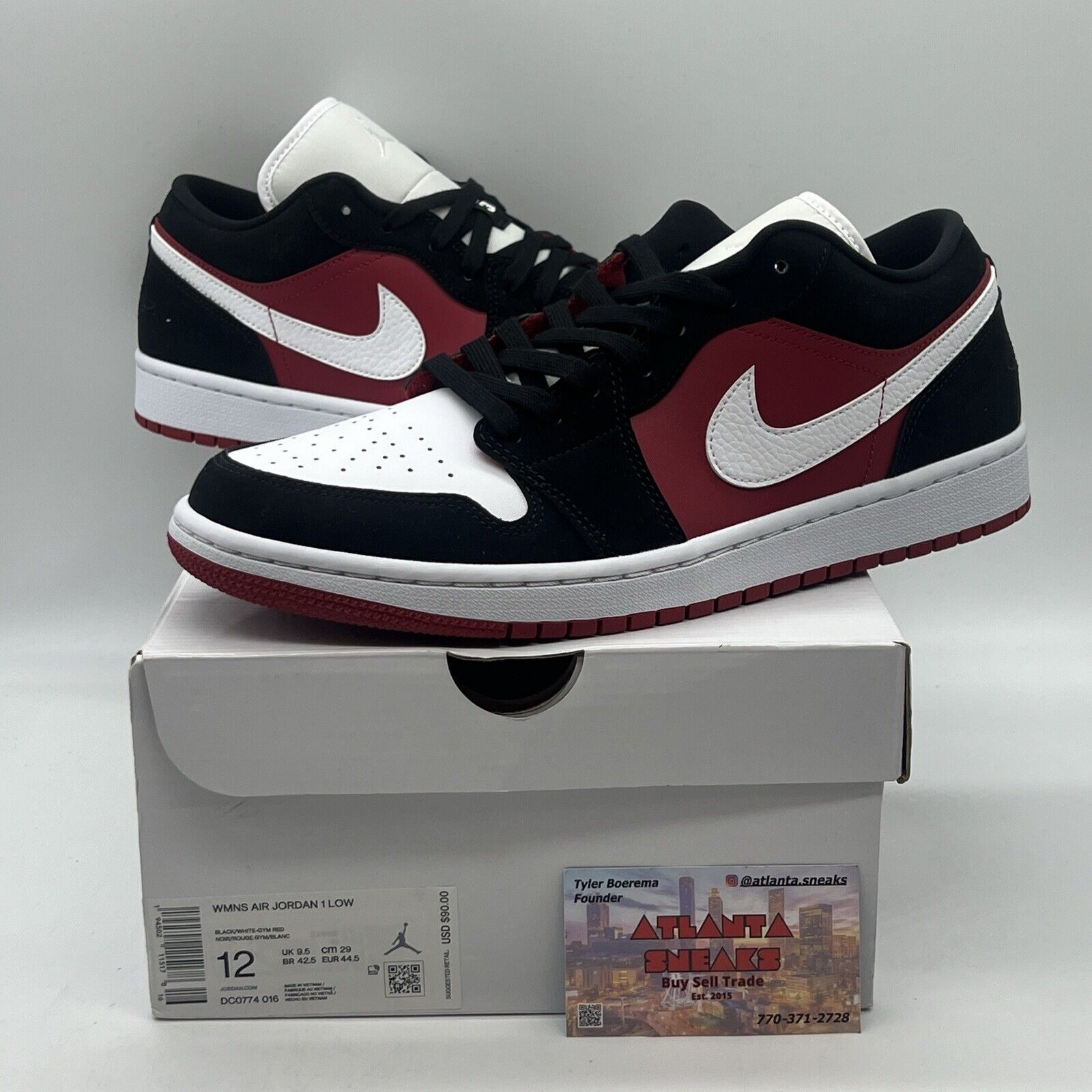 Size 12 - Jordan 1 Low Gym Red Black White Brand New Og All