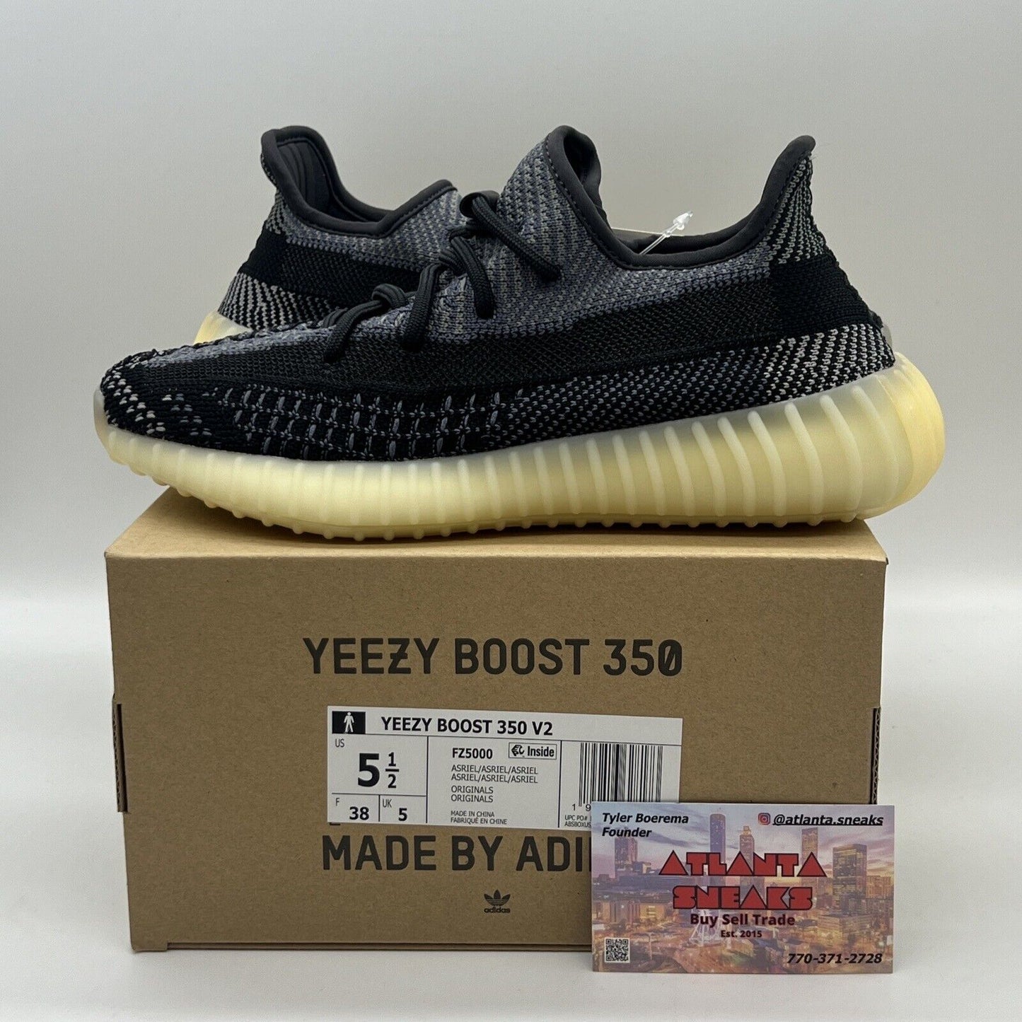 Size 5.5 - adidas Yeezy Boost 350 V2 Low Carbon Adidas Cream Black Brand New