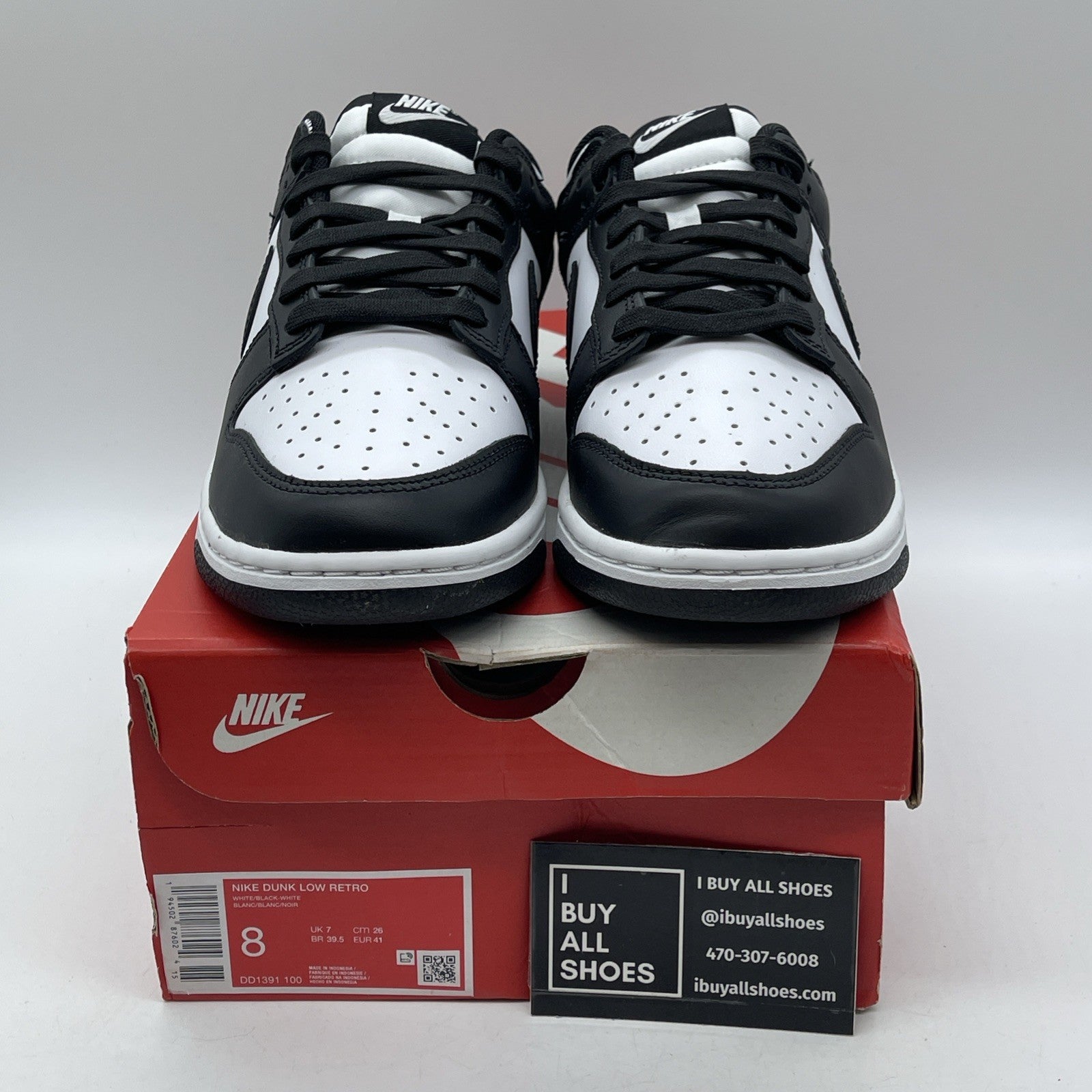 Size 8 - Nike Dunk Low Black White Leather (DD1391-100)
