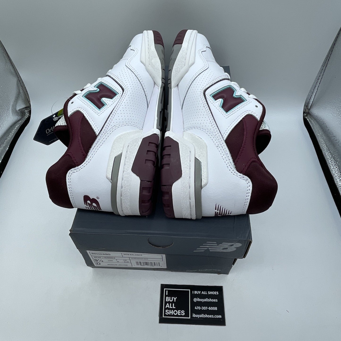 Size 9.5 - New Balance 550 Burgundy Turquoise White Leather (BB550WBG)