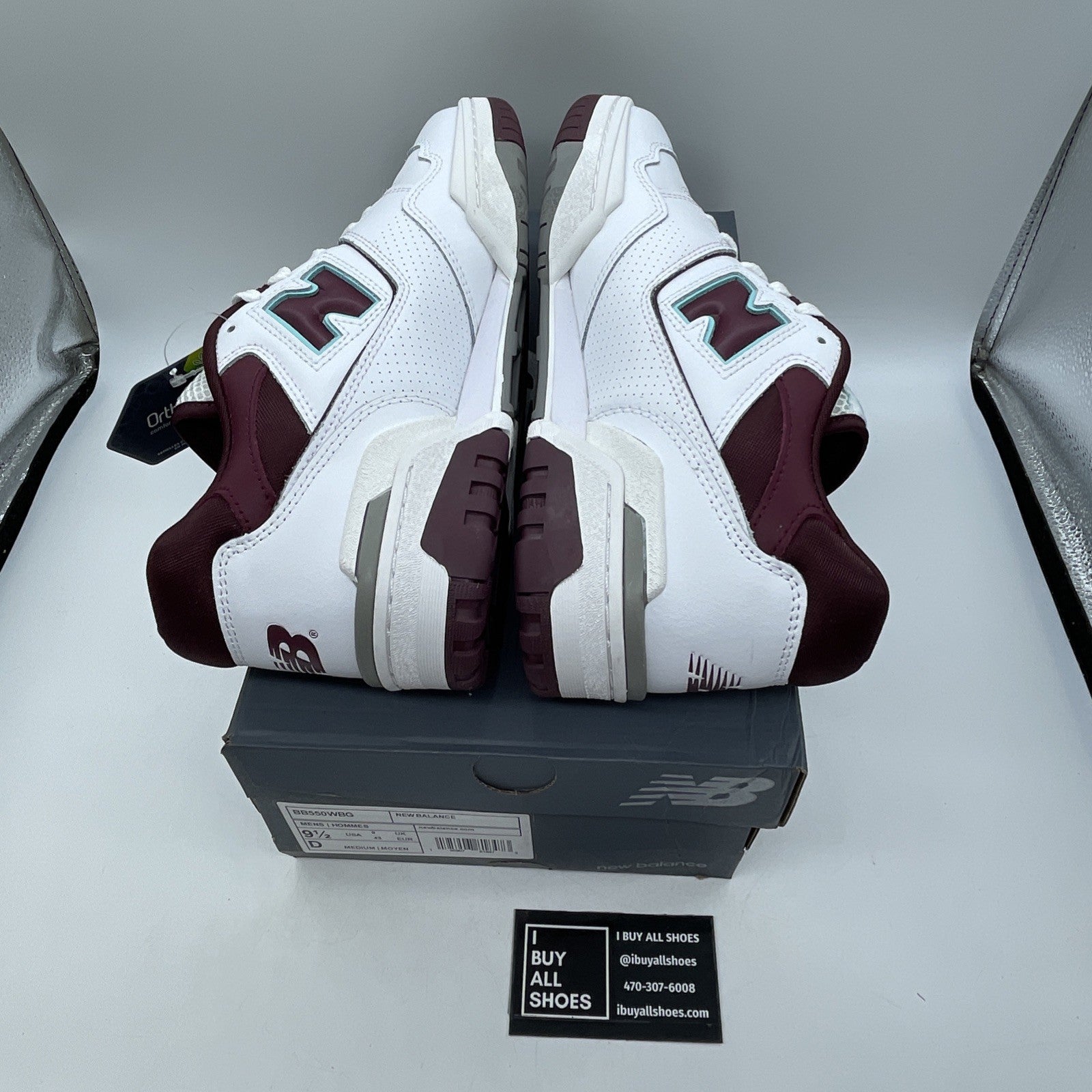 Size 9.5 - New Balance 550 Burgundy Turquoise White Leather (BB550WBG)