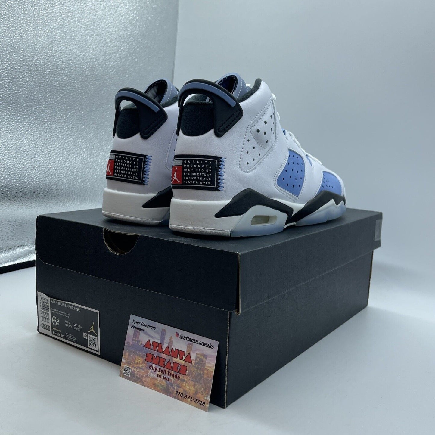 Size 6.5 - Jordan 6 Retro Mid UNC Home Blue White Black Suede (384665-410)